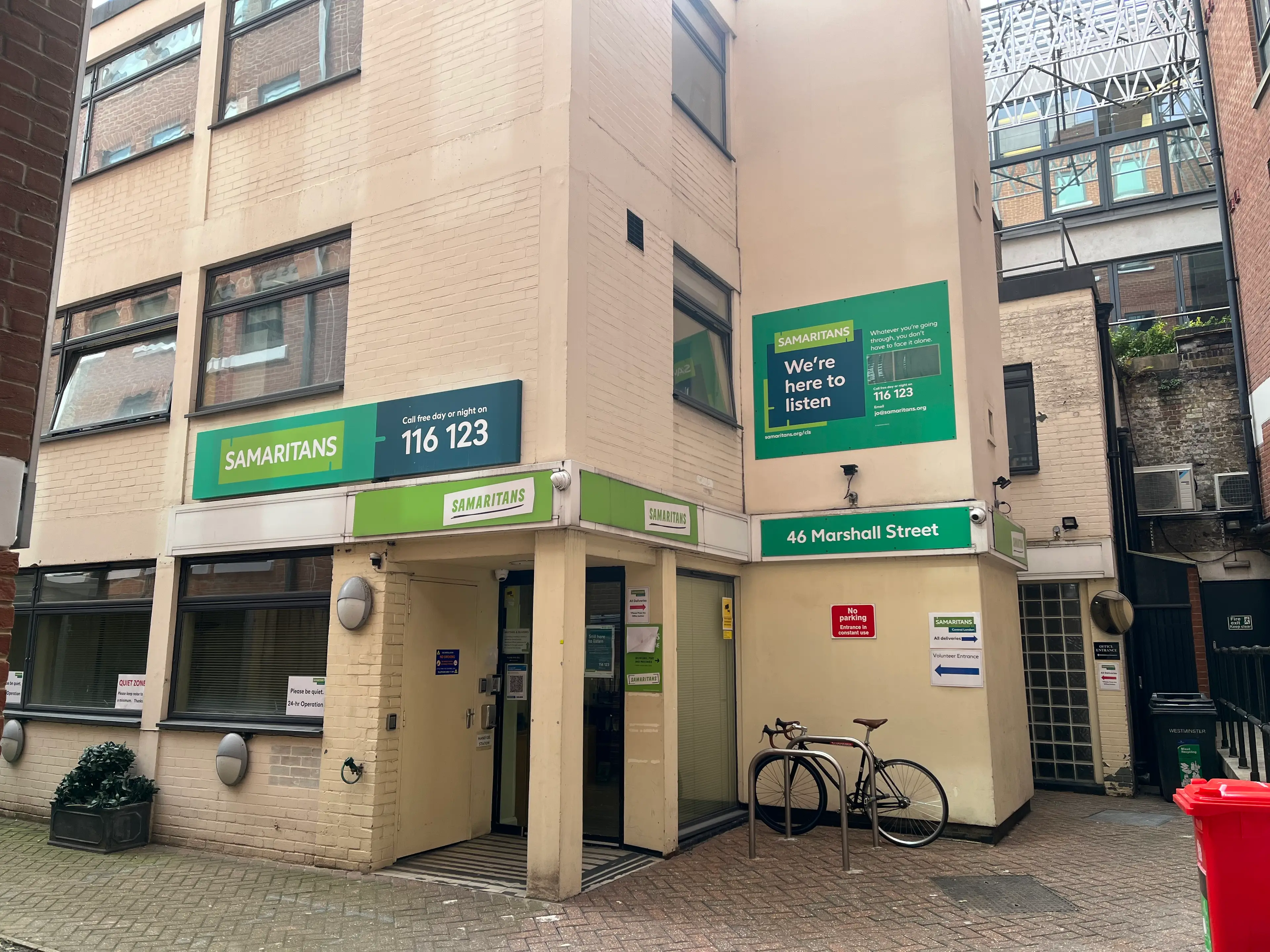 The Samaritans Soho branch is located right next door to bustling Carnaby Street. 