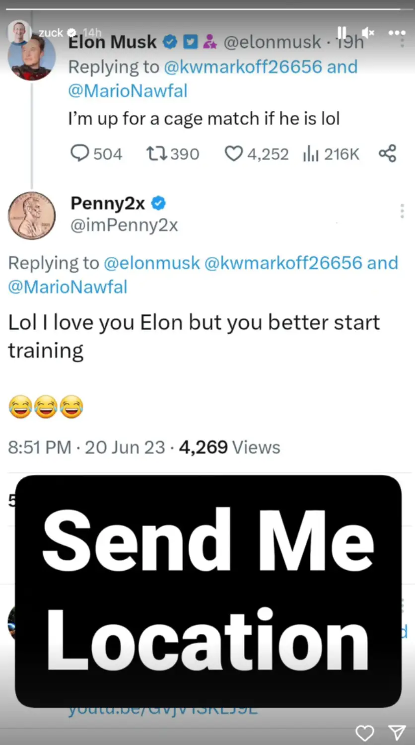 It seems as if Mark Zuckerberg is up for a cage fight with Elon Musk!