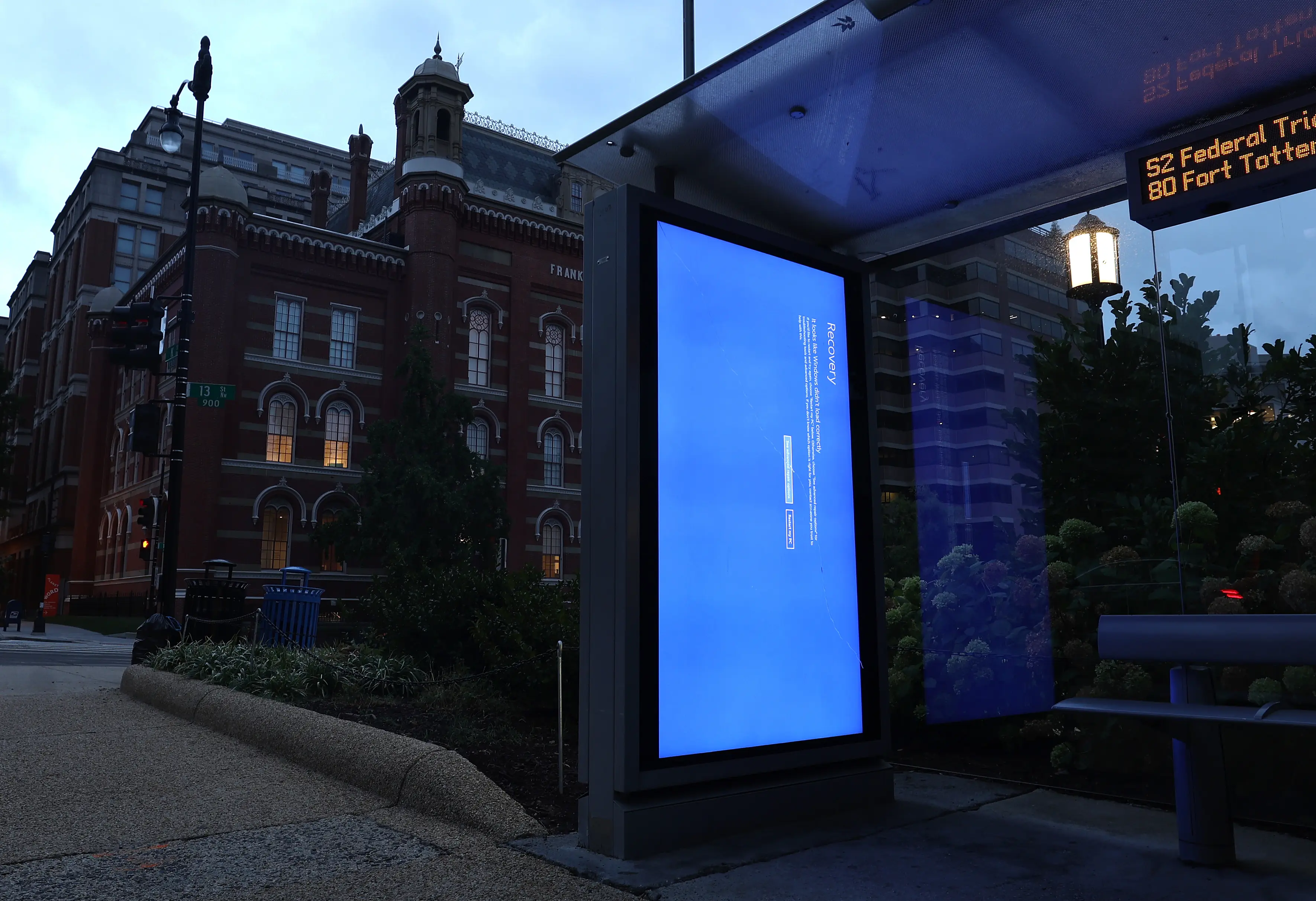 Blue screens of death were popping up everywhere (Justin Sullivan/Getty Images)