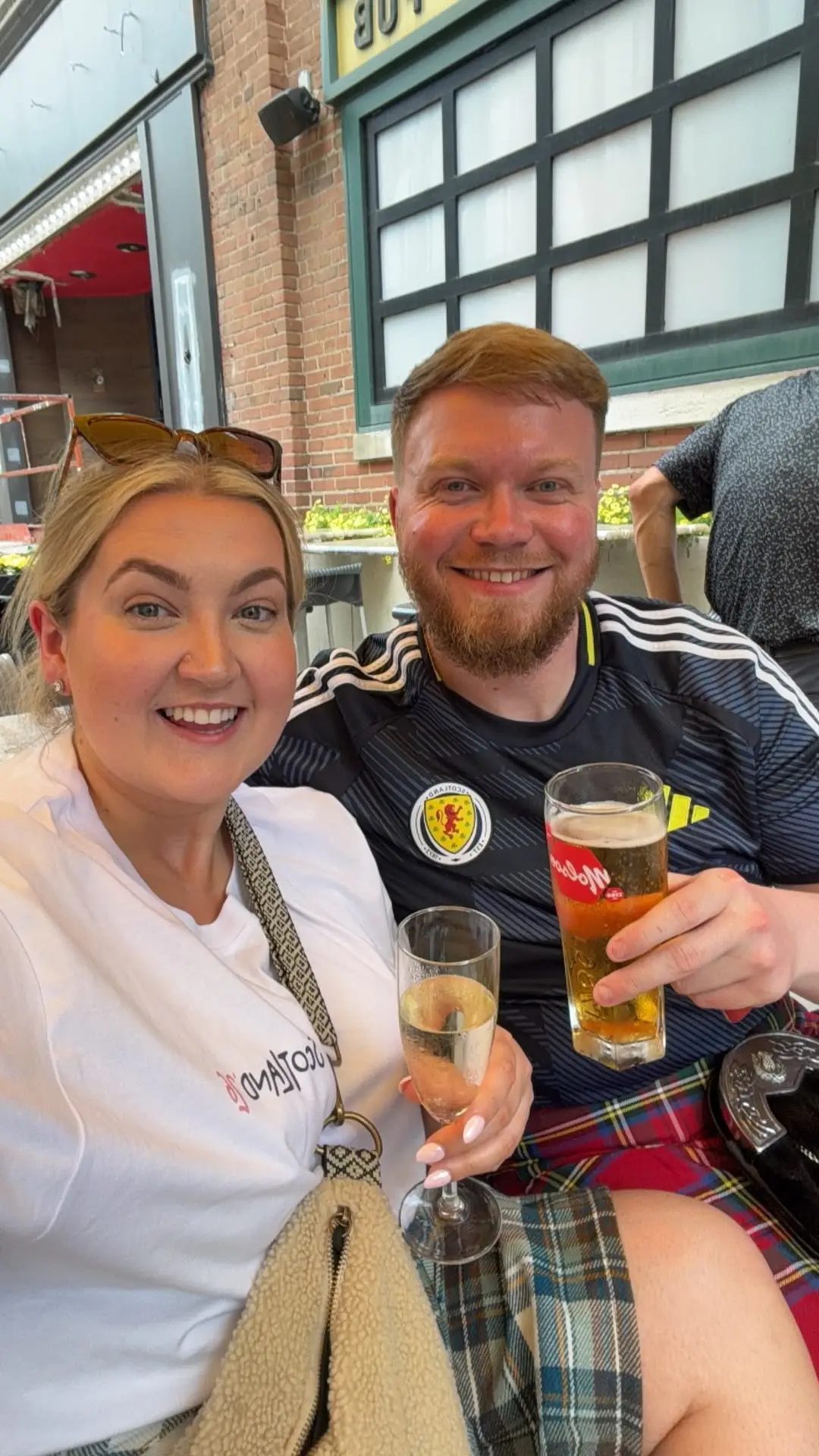 The newlyweds flew out to America for the World Cup just three days after tying the knot. (Claire Thomson)