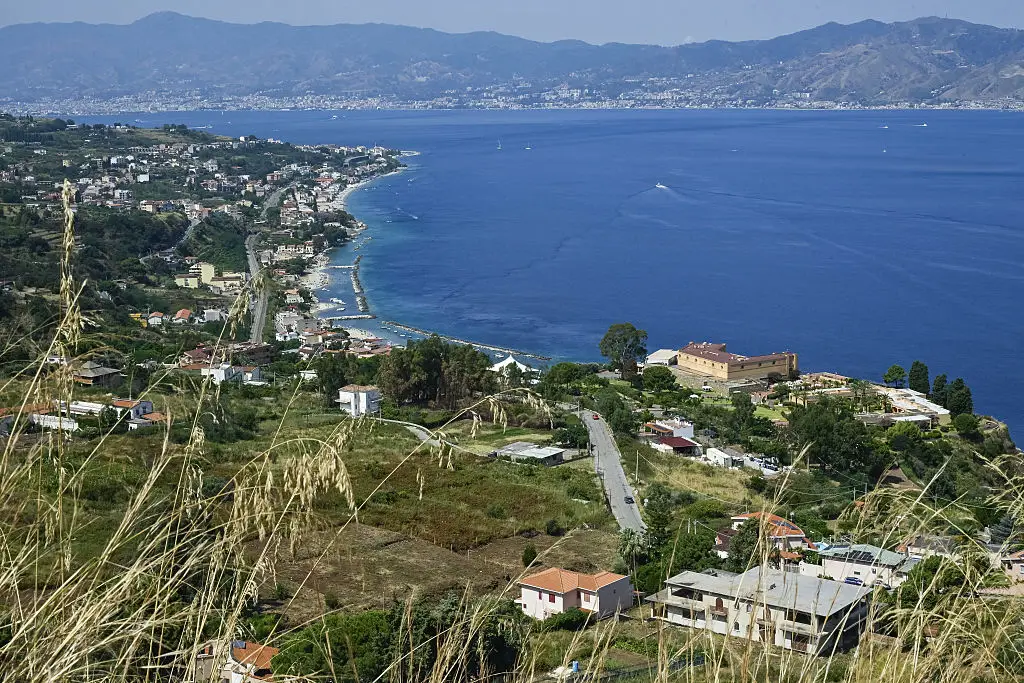 A view of the Calabrian coast and the Messina Strait -  where the project for the construction of the bridge is expected to go ahead (Valeria Ferraro/Anadolu via Getty Images)