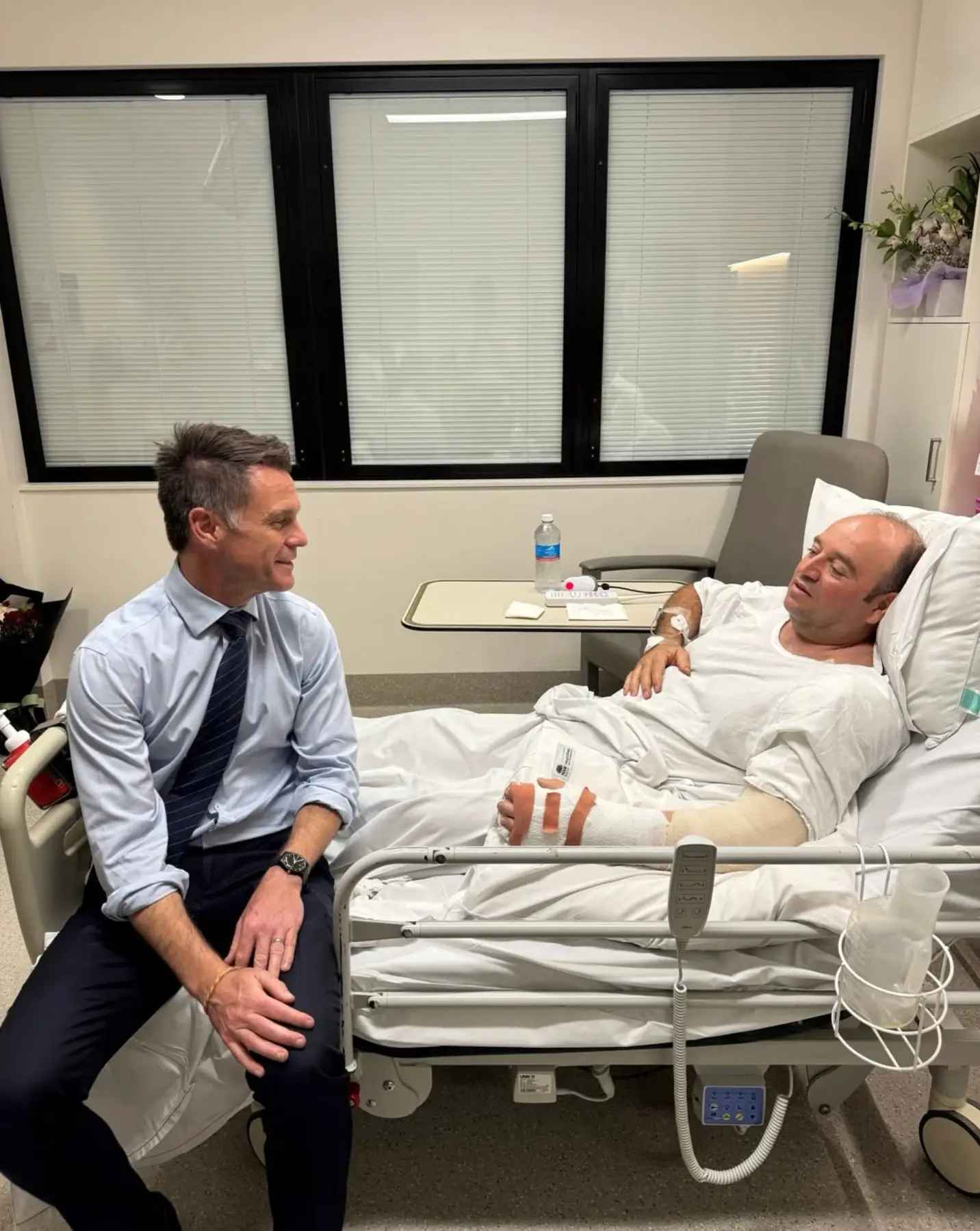 Ahmed Al Ahmed was shot repeatedly after disarming one of the alleged gunmen, with New South Wales' premier calling him a hero (@chrisminnsmp/Instagram)