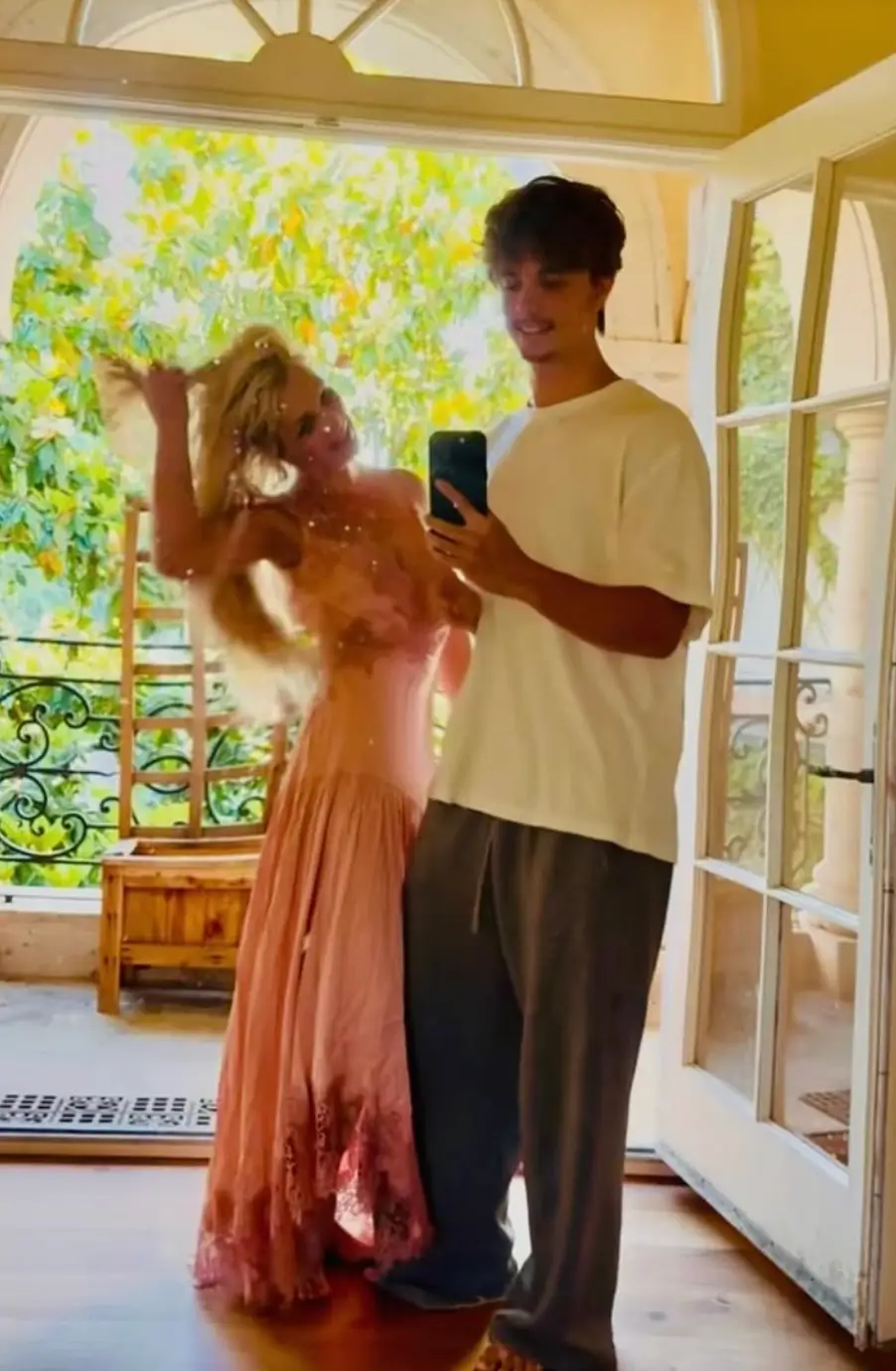 Spears with her youngest son Jayden, now aged 19, pictured together earlier this year (Instagram/@britneyspears)