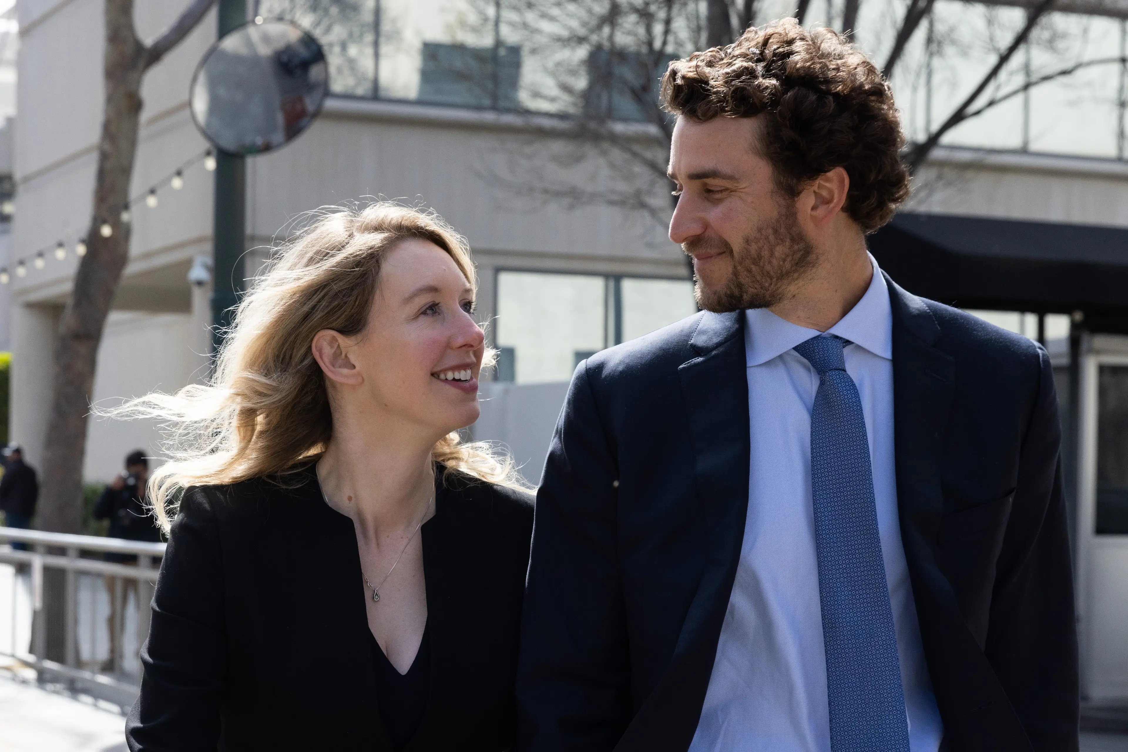 The documentary centres around Elizabeth Holmes and partner Billy Evans (Benjamin Fanjoy/Bloomberg via Getty Images)