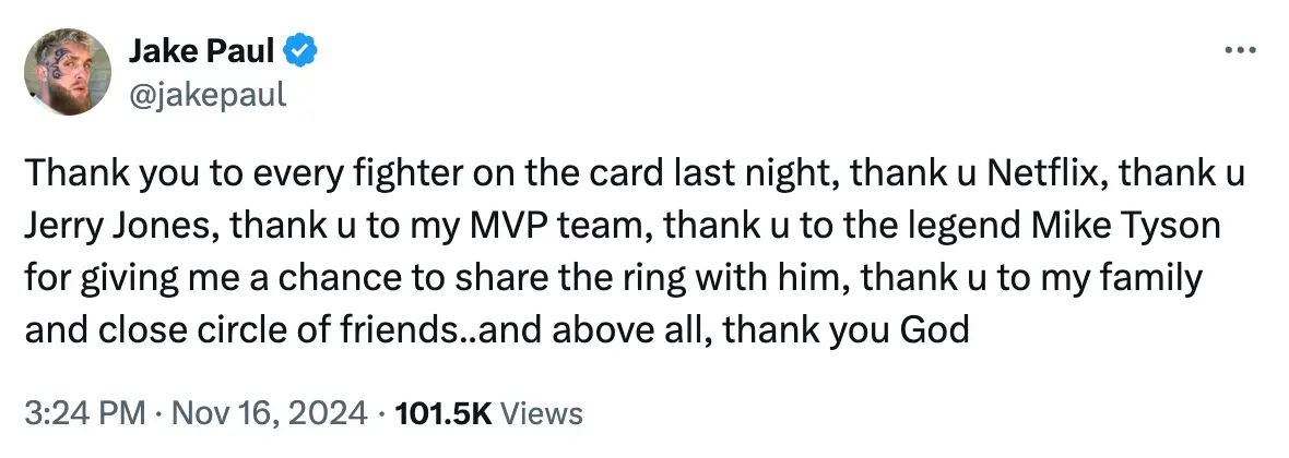 Jake Paul hailed Mike Tyson as a 'legend' (Twitter/@jakepaul)