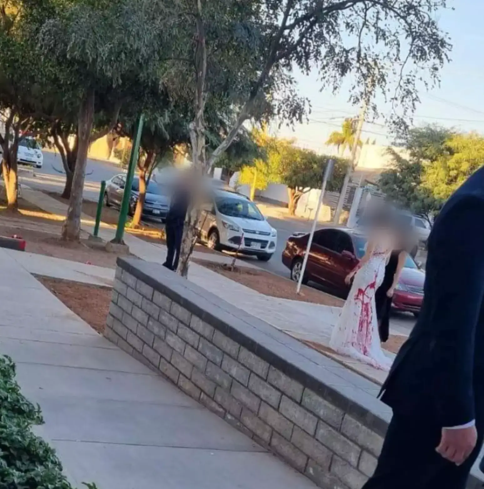 The bride's dress was ruined.