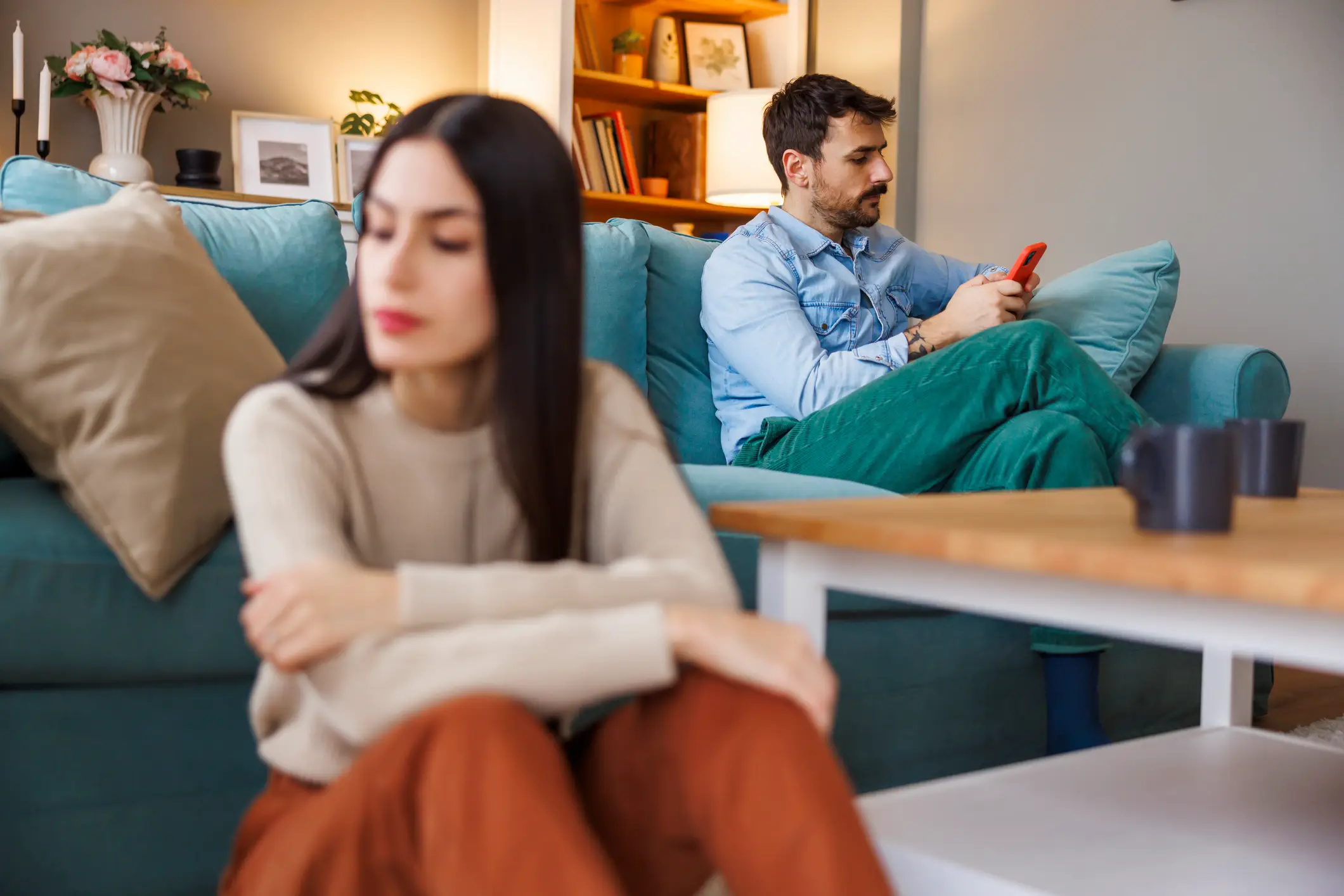 It's important to discuss your future, clearly the guy from the first picture didn't as he's seen here with another woman unhappy again (Getty stock)