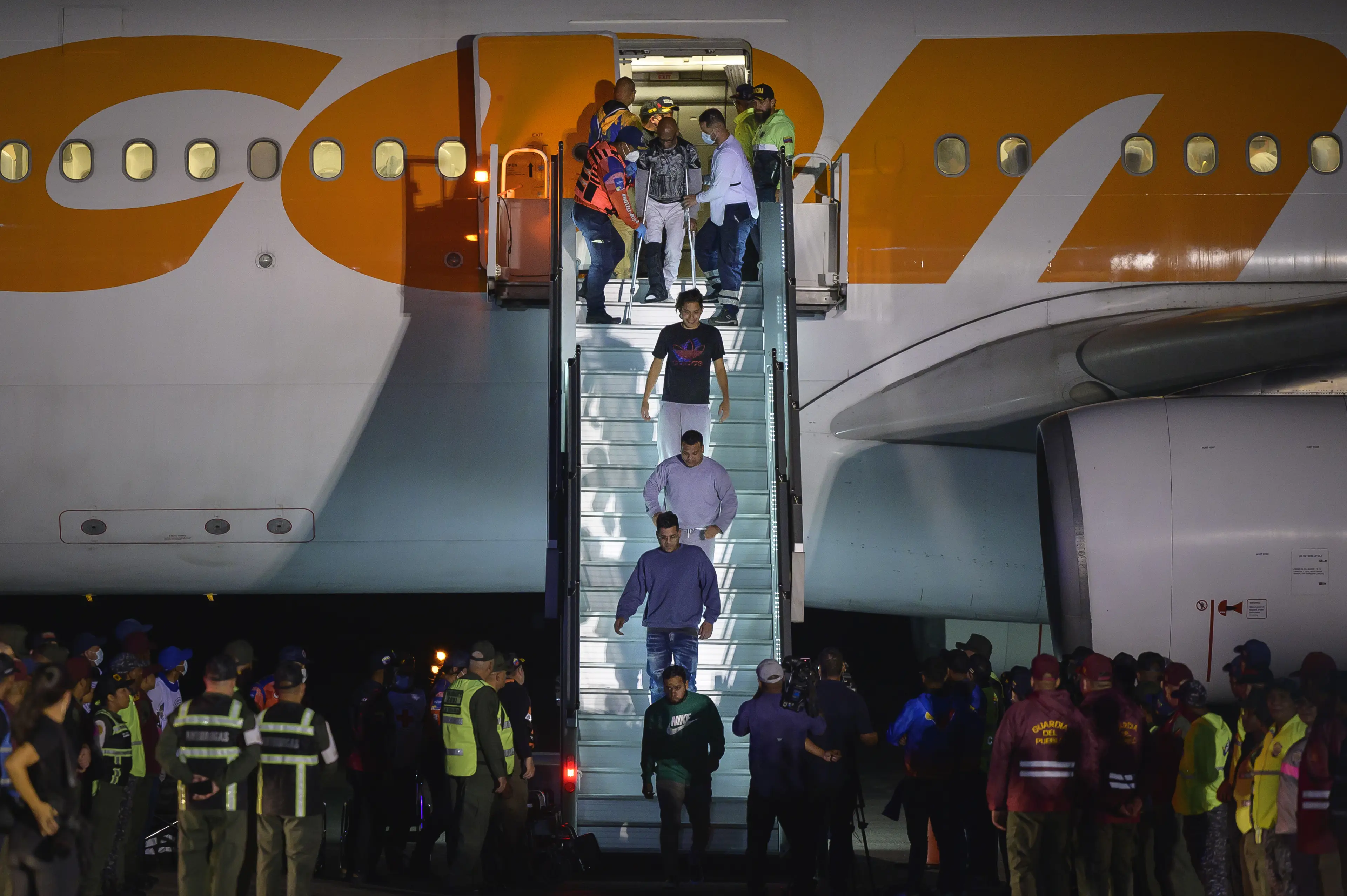 Deported individuals from the US arrive in Venezuela (Bloomberg via Getty Images)