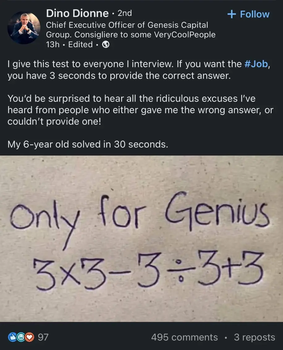The CEO claimed his six-year-old managed to complete the task (LinkedIn/Dino Dionne)