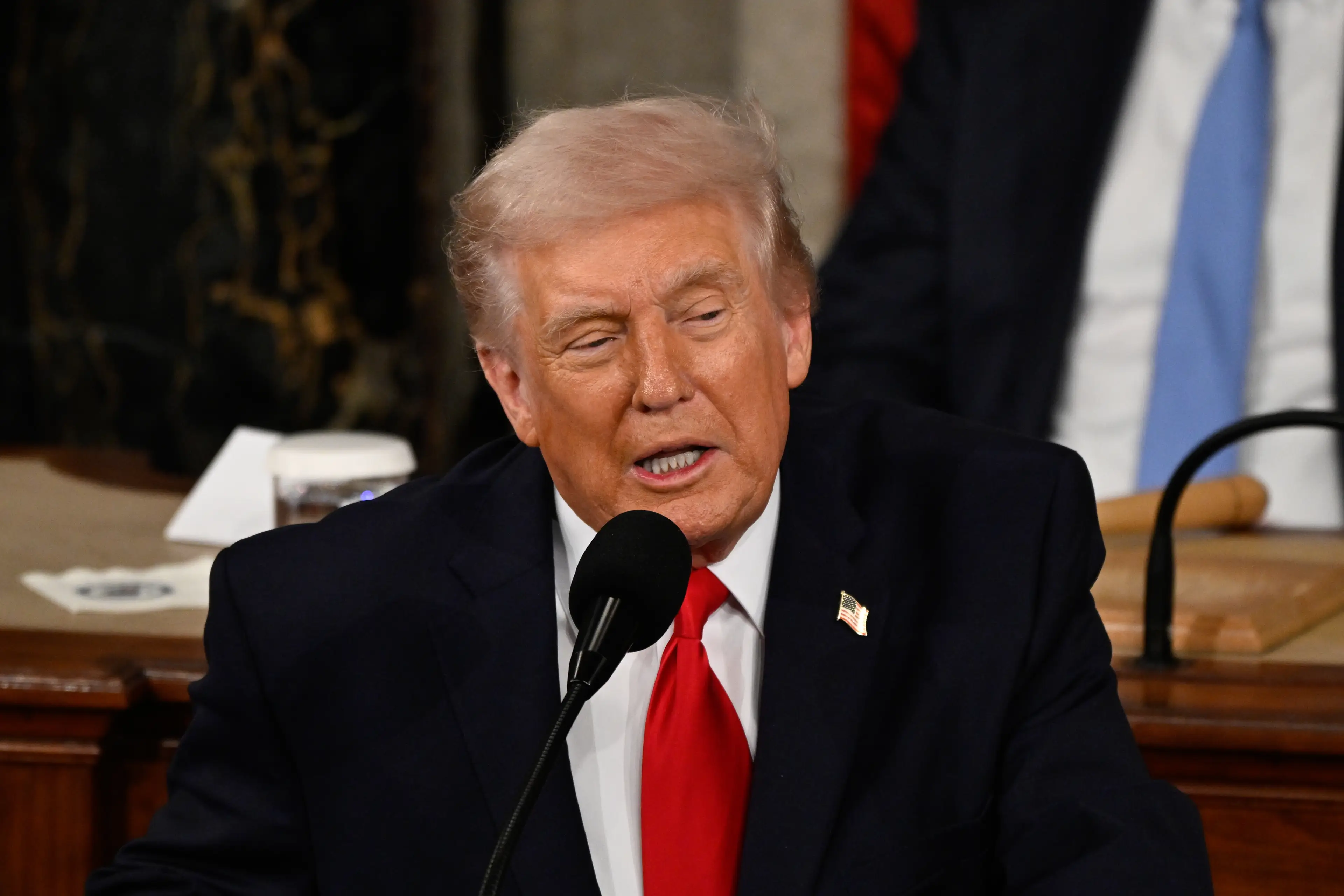 Donald Trump took a playful jab at his wife during his State of the Union address (Daniel Heuer/Bloomberg via Getty Images)