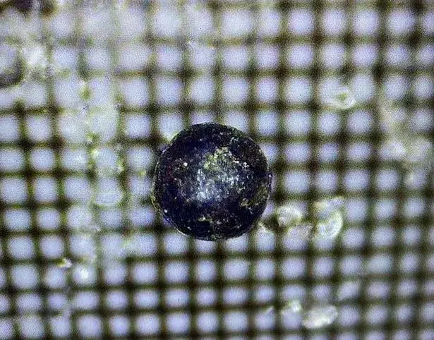 The objects look like small metal marbles.