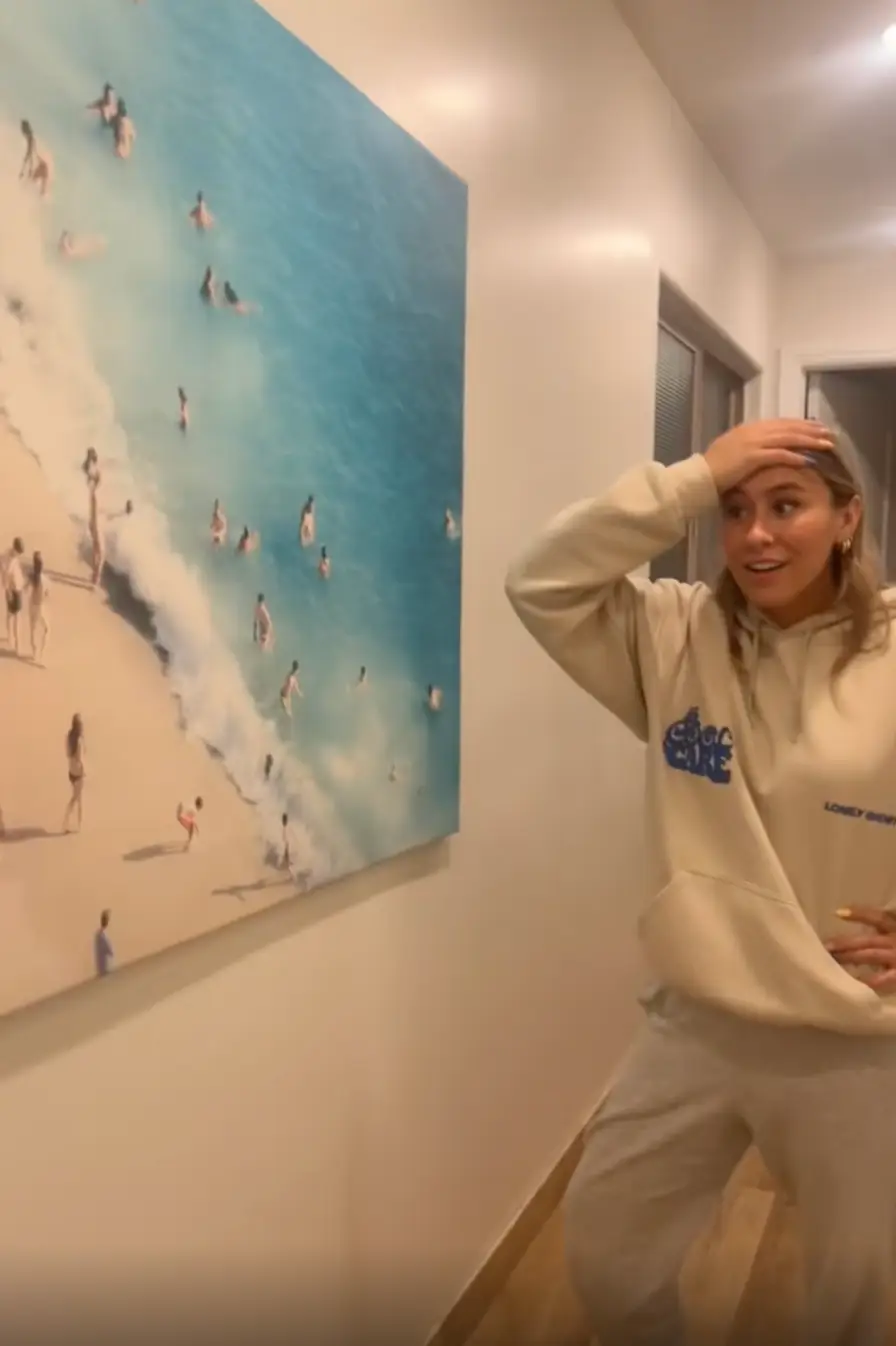 A family spotted themselves in a picture on the wall in their San Diego Airbnb (TikTok/ @aubsbirrell)