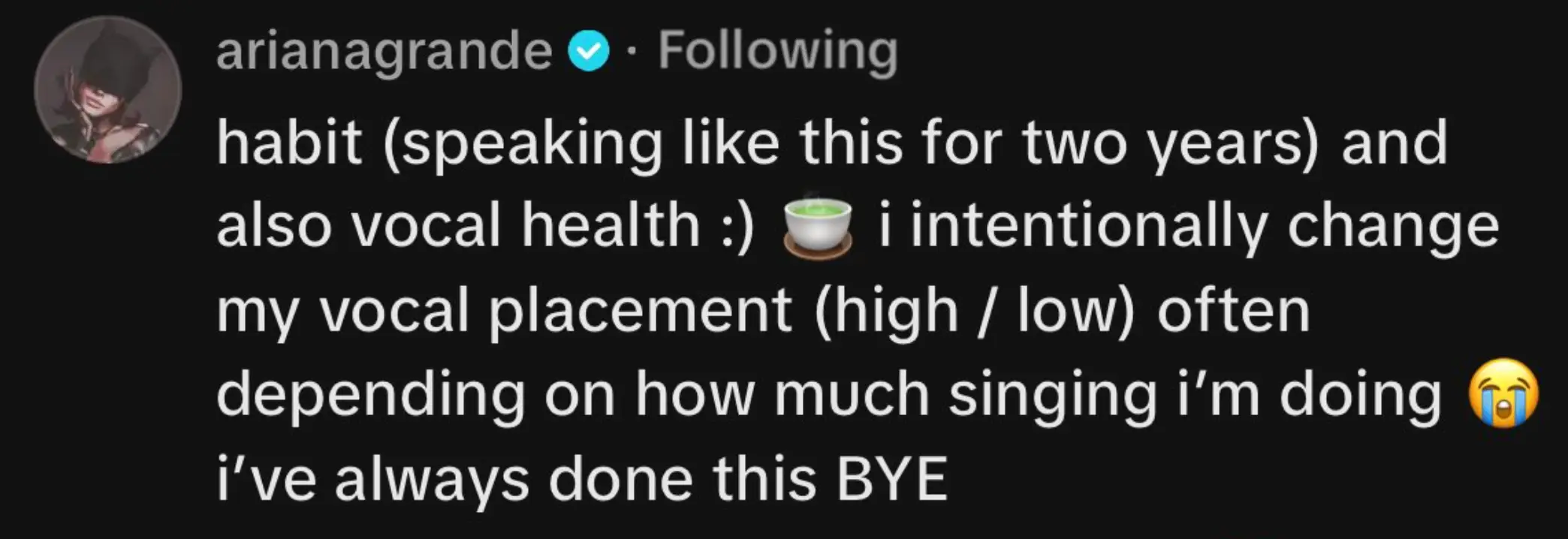 Grande responded to the questions in a comment. (Instagram)