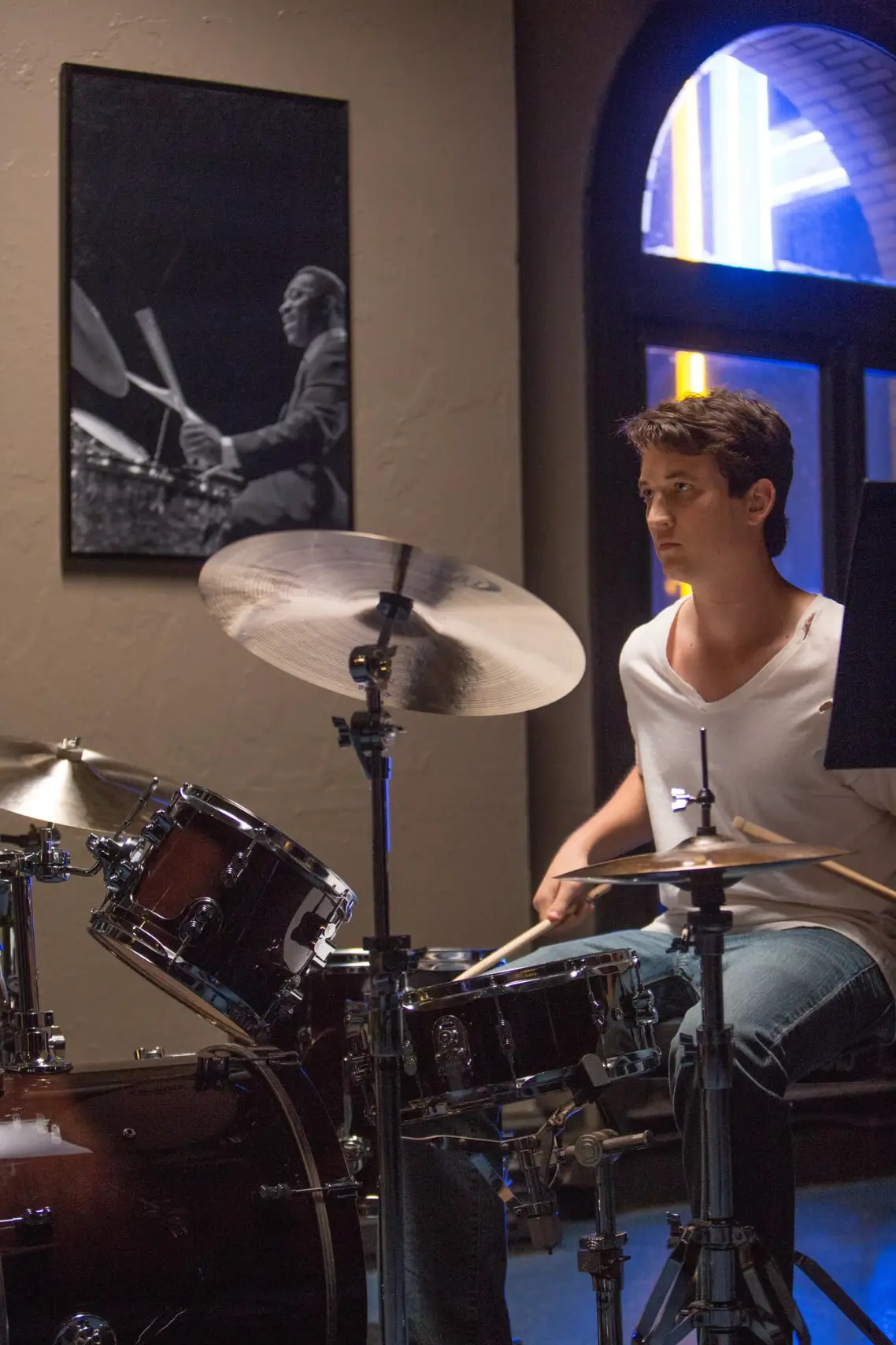 Miles Teller stars as an ambitious drummer in Whiplash (Sony Pictures)