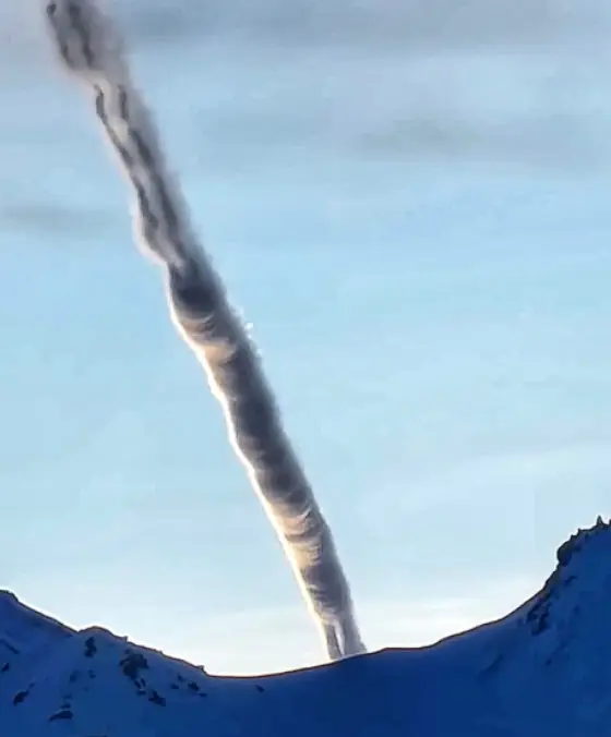 Conspiracy theorists have speculated whether the strange cloud in Alaska is a result of a plane crash, a UFO or rocket launch.
