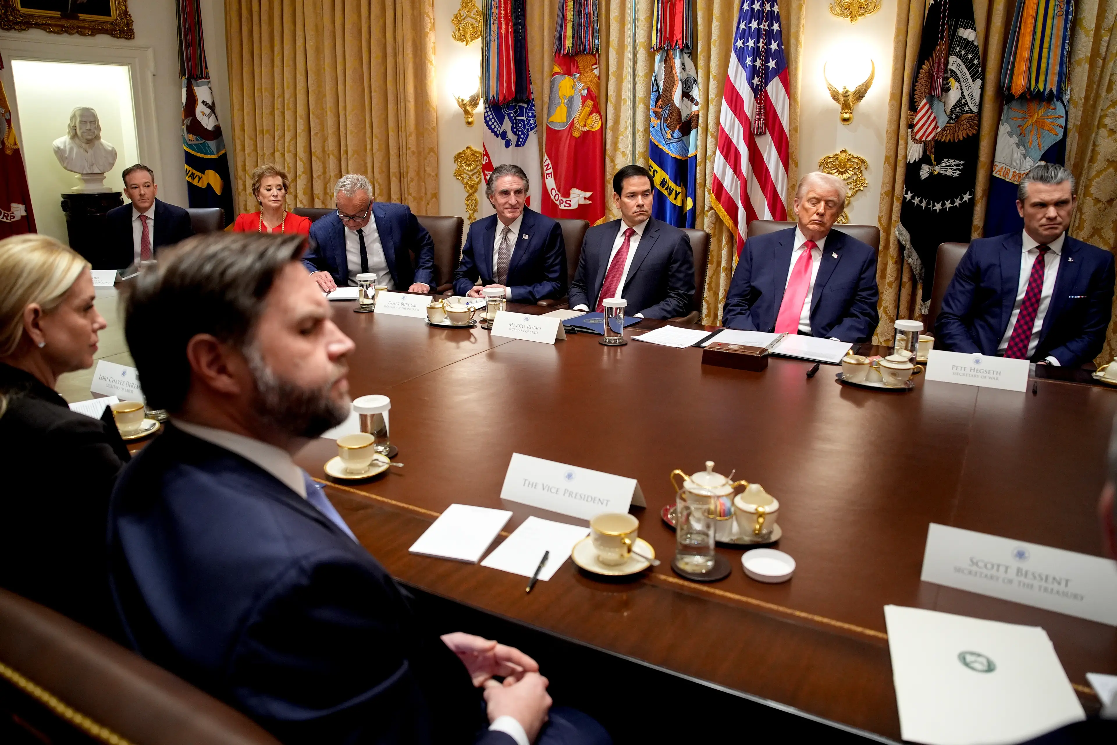 Vance was in the room when Trump made the remarks (Yuri Gripas/CNP/Bloomberg via Getty Images)