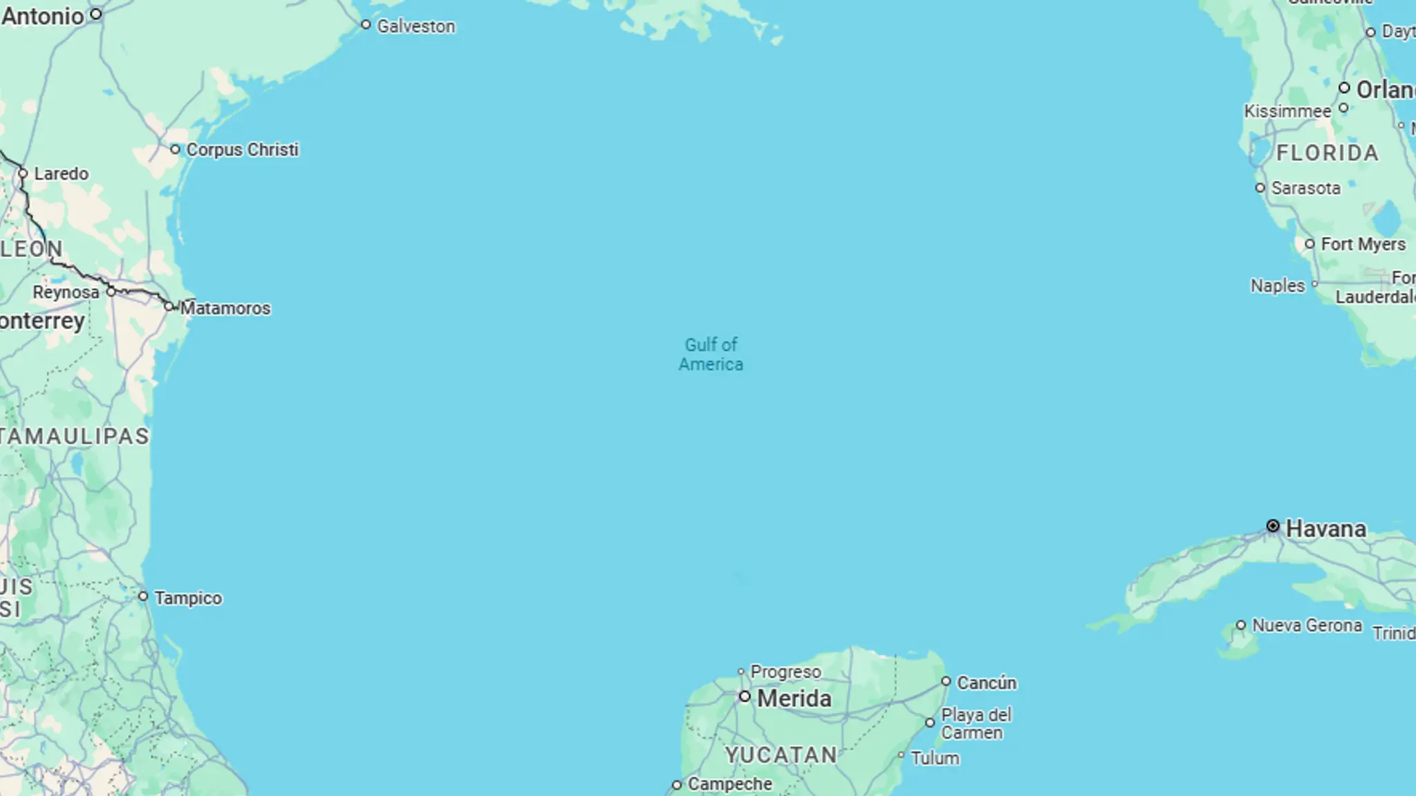 The Gulf of Mexico is now the Gulf of America on Google Maps for US users (Google Maps)