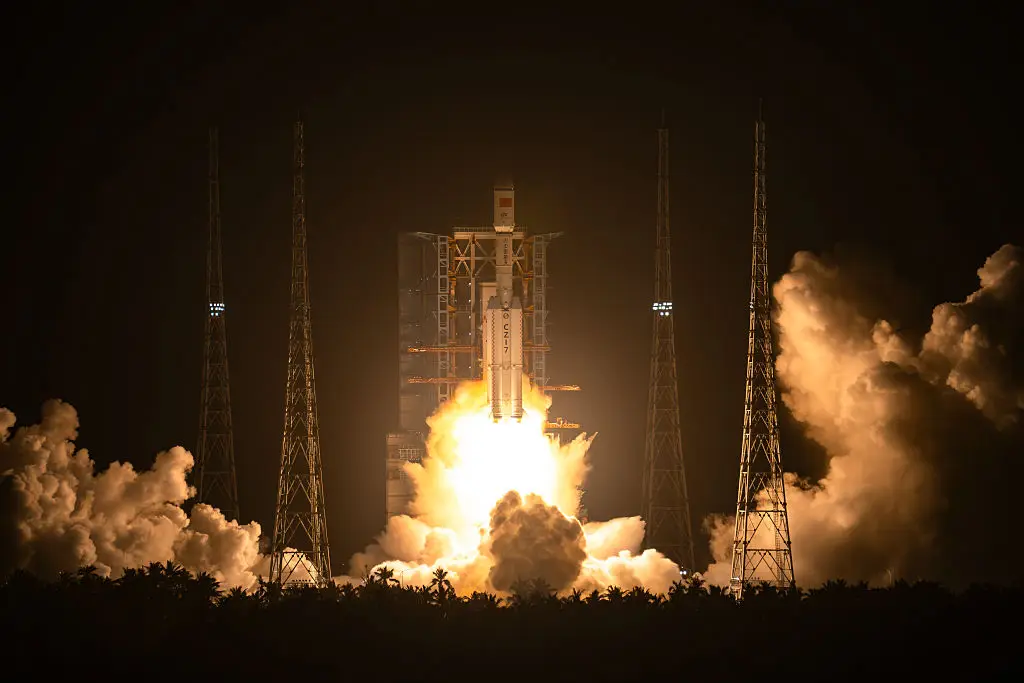China's Long March-7 rocket carrying Tianzhou-9 blasted off from the Wenchang Spacecraft Launch Site (VCG/VCG via Getty Images)