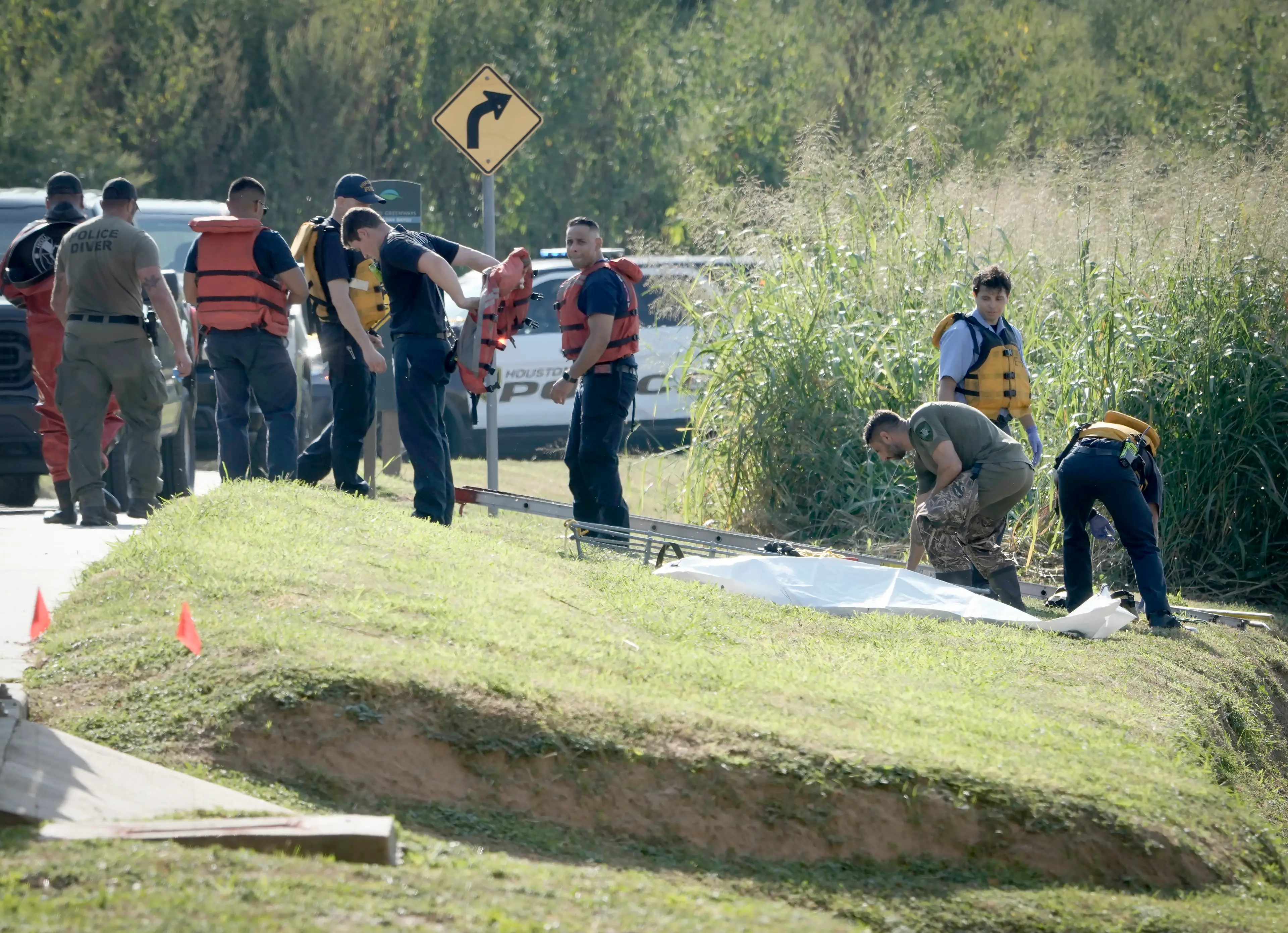 Police have recovered 16 bodies (Jill Karnicki/Houston Chronicle via Getty Images)