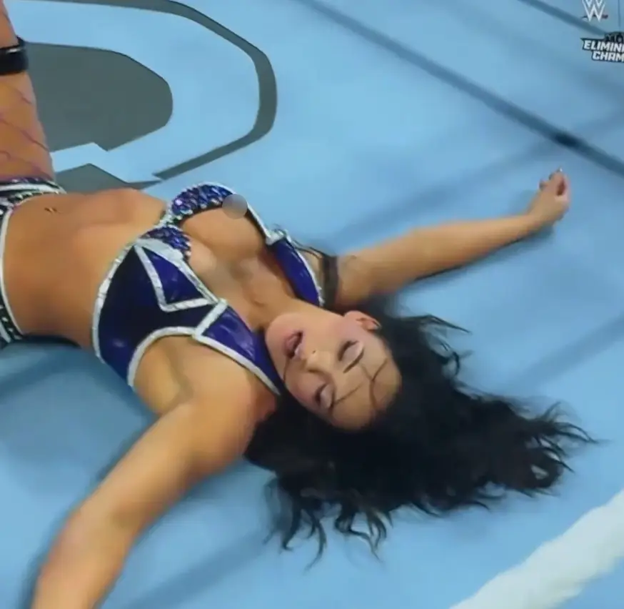 James' top appeared to shift out of place (X/WWE)