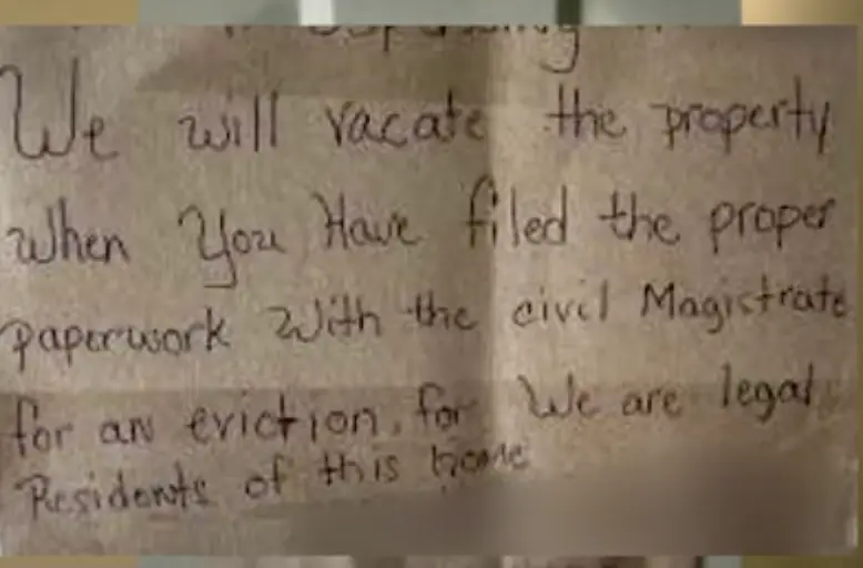 The renters said they'd only vacate if the home owner filed charges. (ABC7 Chicago)