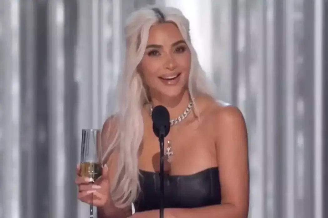 Kim Kardashian looked stunned at the audience as she was booed.  (Netflix)