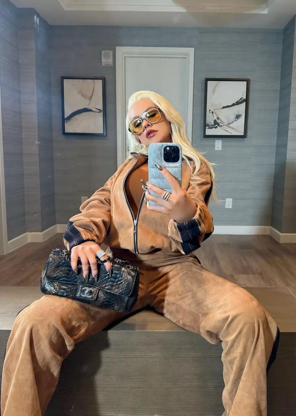 The 'Dirrty' singer said she's done it in a recording studio.