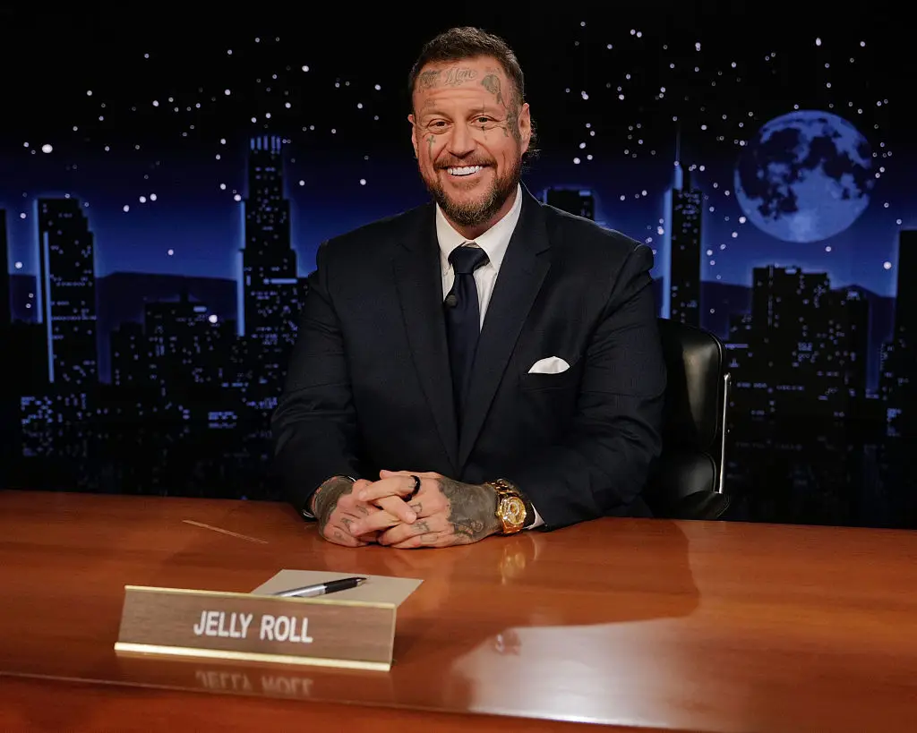 Jelly Roll appearing on Jimmy Kimmel Live! as a guest host (Randy Holmes/Disney via Getty Images)
