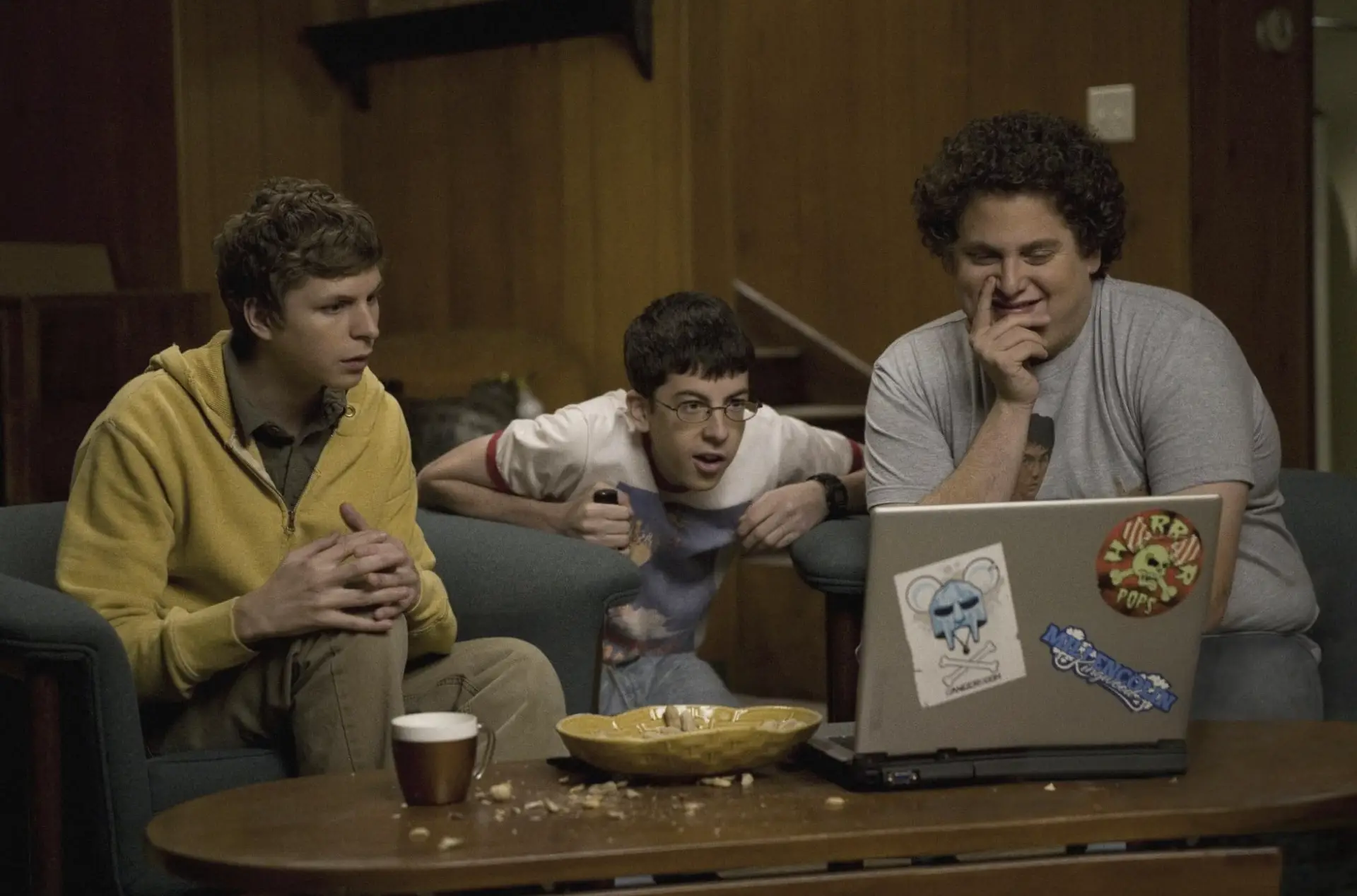 Michael Cera, Jonah Hill and Christopher Mintz-Plasse in Superbad (2007).