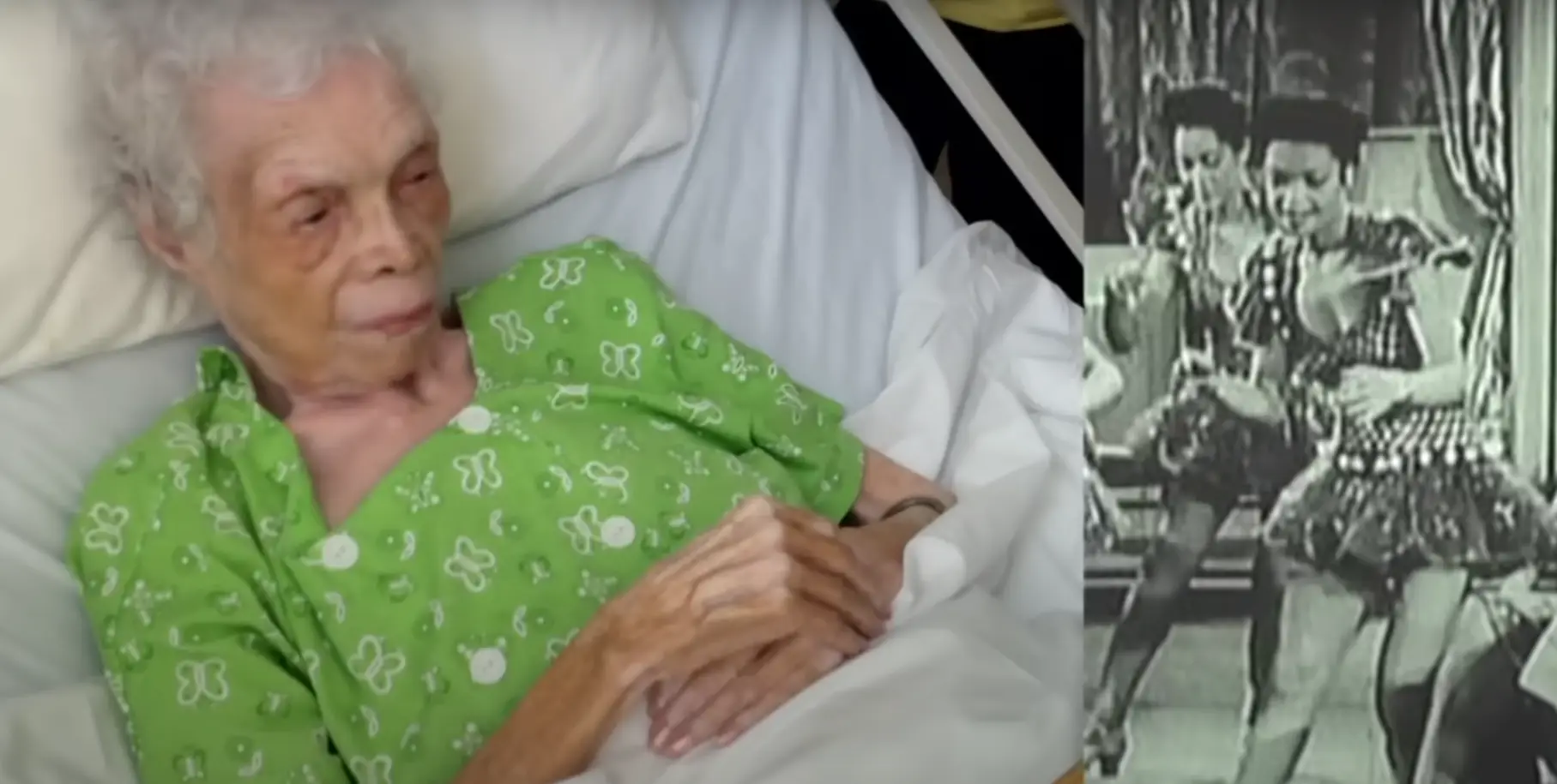 Alice Barker watched back footage of herself dancing in the 1940s.