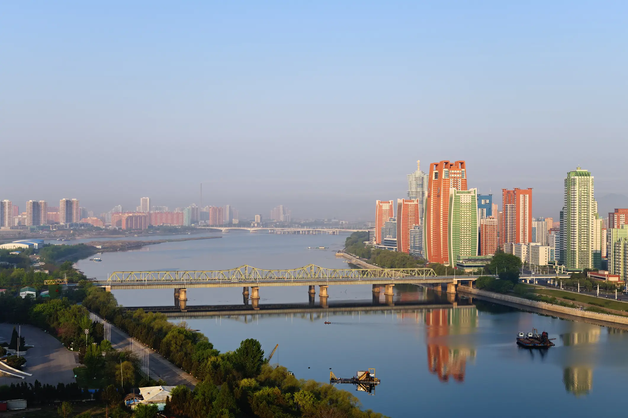 The message was located on Saesalim Street by Taedong River, which runs through the heart of Pyongyang (Getty Stock Image)