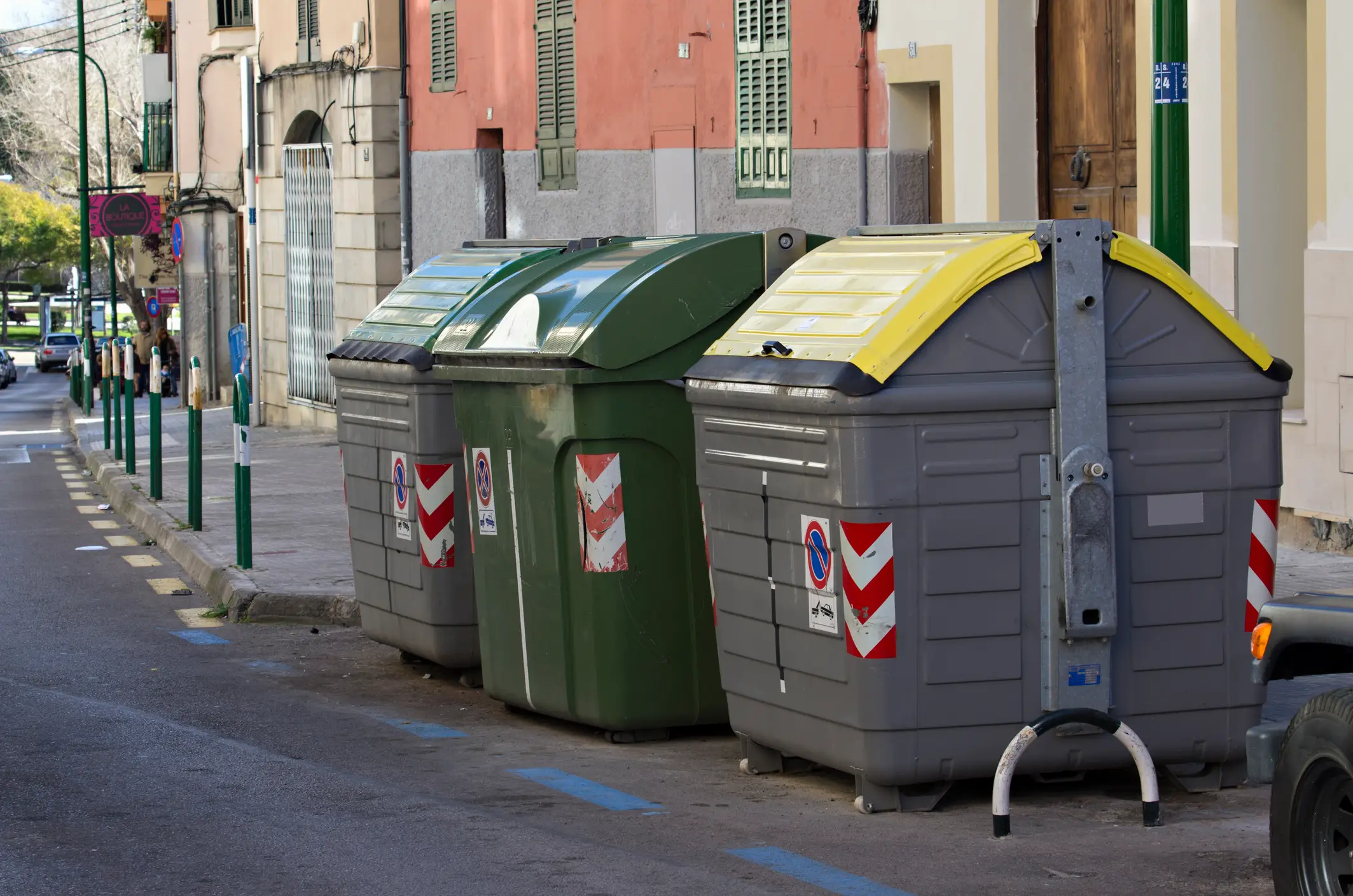 Trash and recycling containers on a Palma street (Getty Stock)