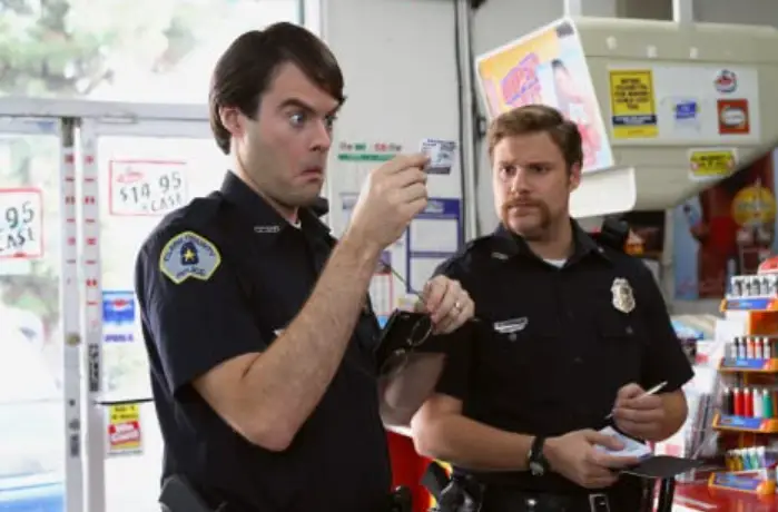 Rogen alongside Bill Hader in Superbad.