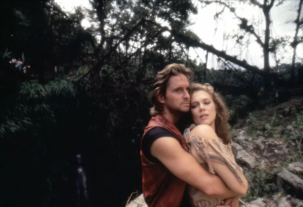 The couple 'fell hard' for each other on the set of Romancing The Stone (Photo by Sunset Boulevard/Corbis via Getty Images)