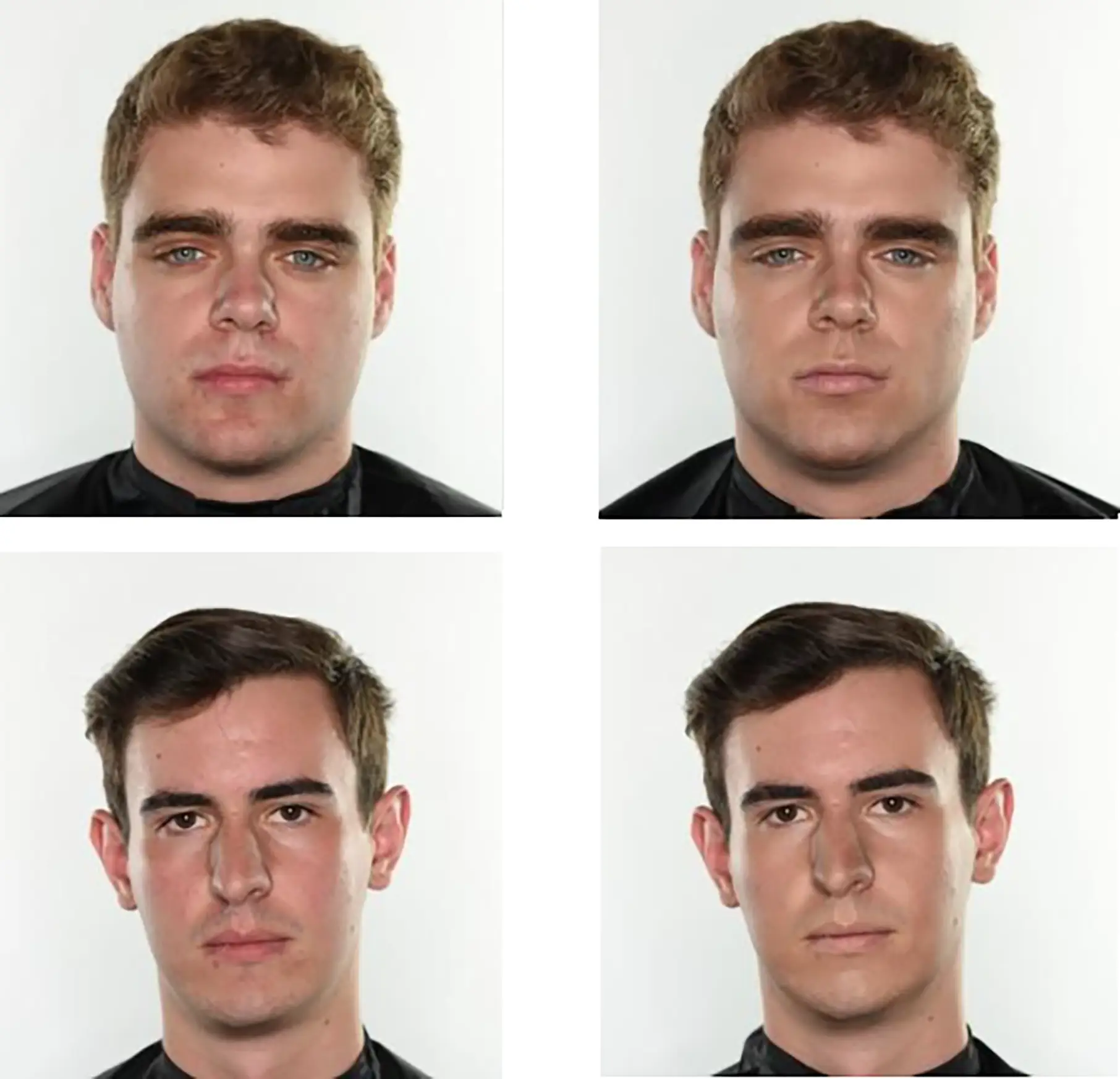 The study took two photographs of 20 men - one with and one without make up.