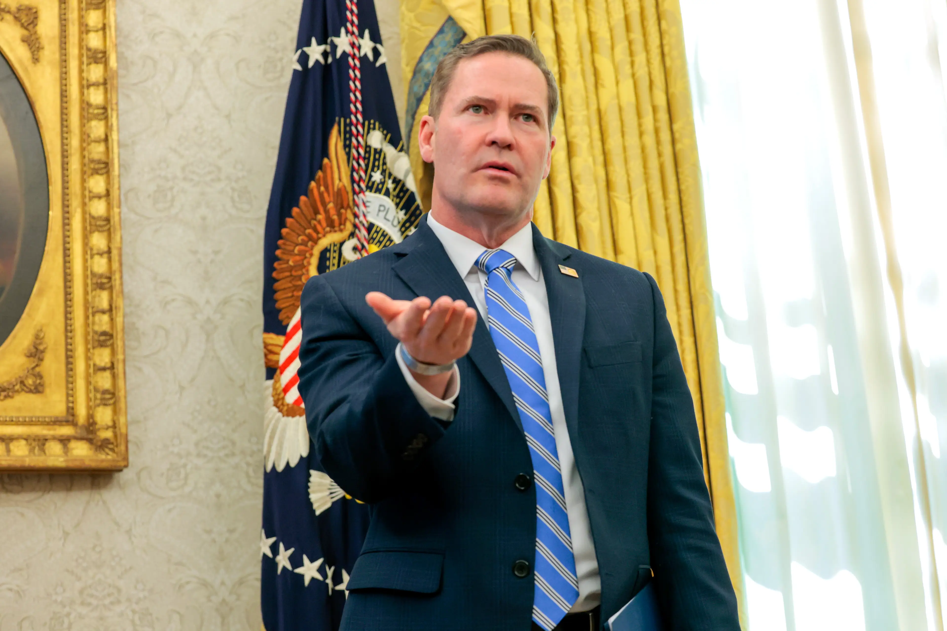 Waltz took full responsibility while also appearing to shift blame to the journalist for being added to the chat (Anna Moneymaker/Getty Images)