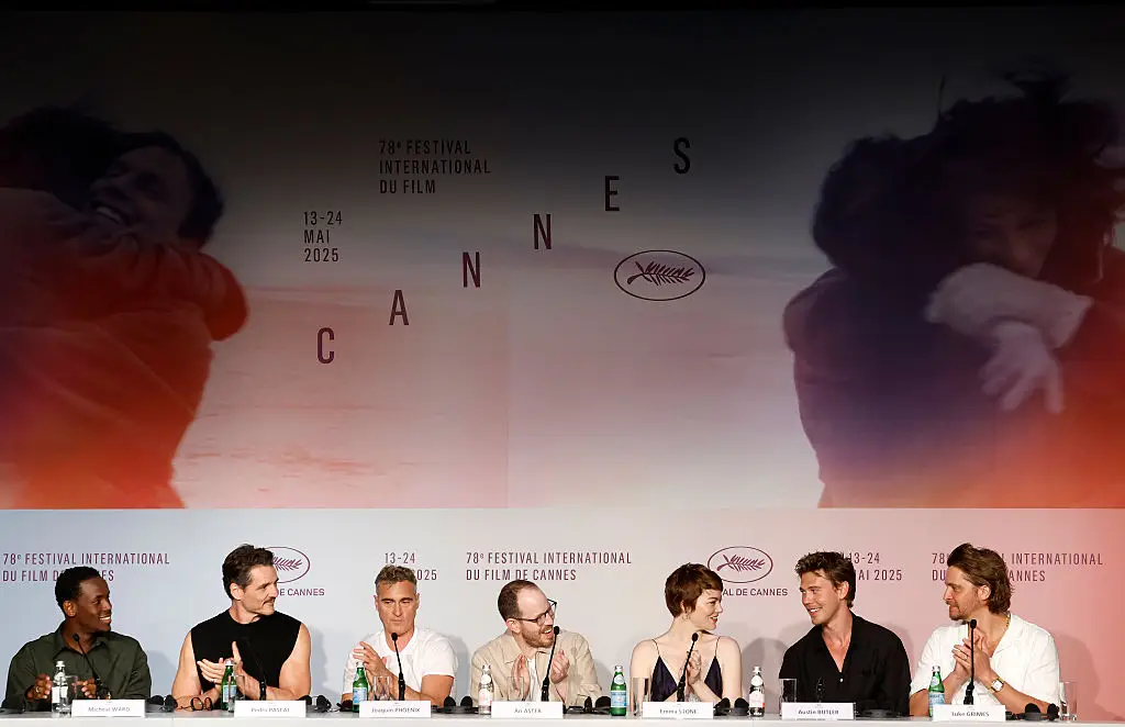 The press conference was for the movie, Eddington (Sebastien Nogier/Pool/Getty Images)