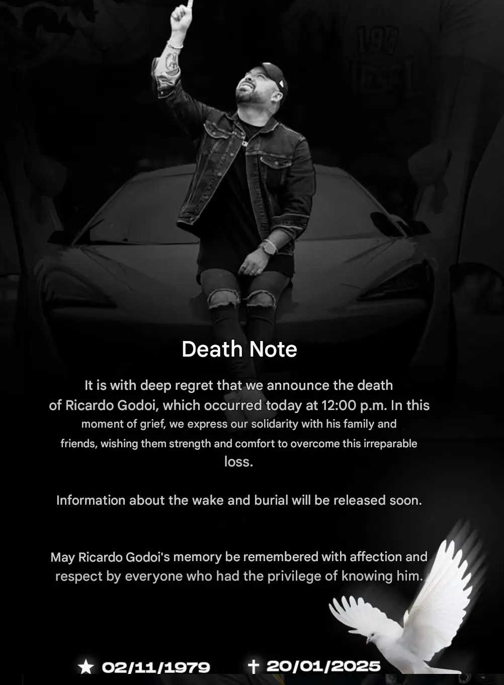 Ricardo Godoi's passing was announced in a post to Instagram (Instagram/ @ricardo.godoi.oficial)