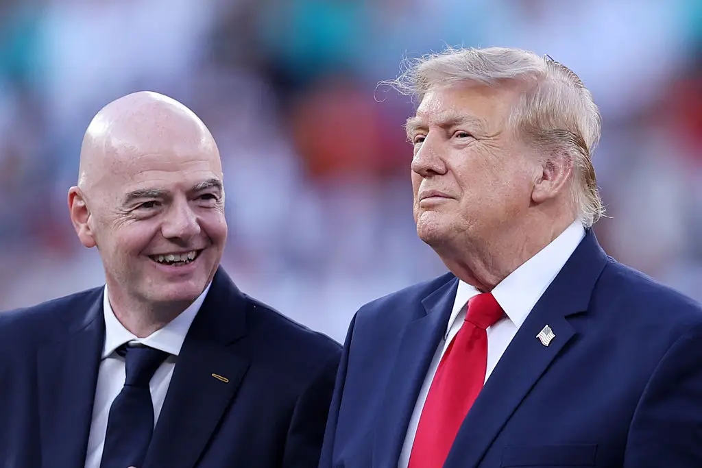 Trump and Infantino presented the World Cup trophy to Spain together (Catherine Ivill - AMA/Getty Images)