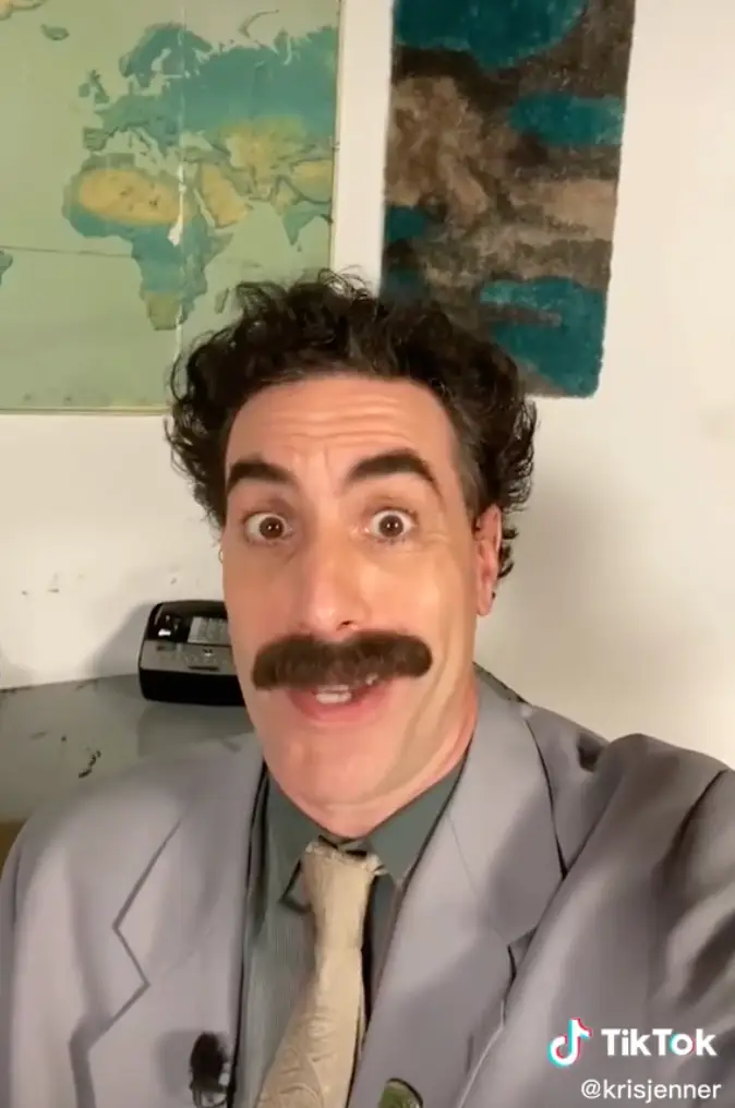 Kardashian had a personalised birthday message from Borat.