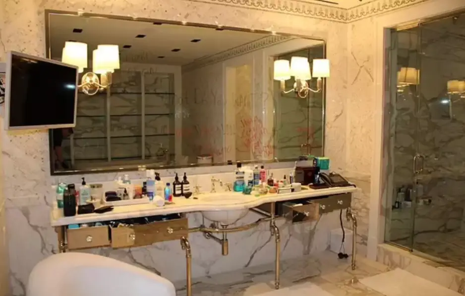 Messages were written on the bathroom mirror (Department of Justice)