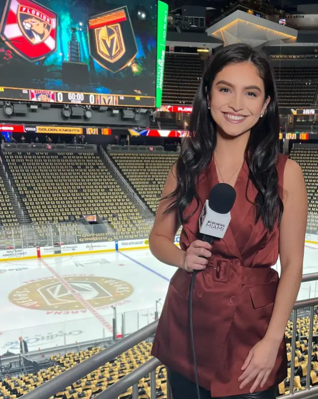 Samantha Rivera has been praised for her 'stiff arm' after a fan tried interrupting her broadcast.