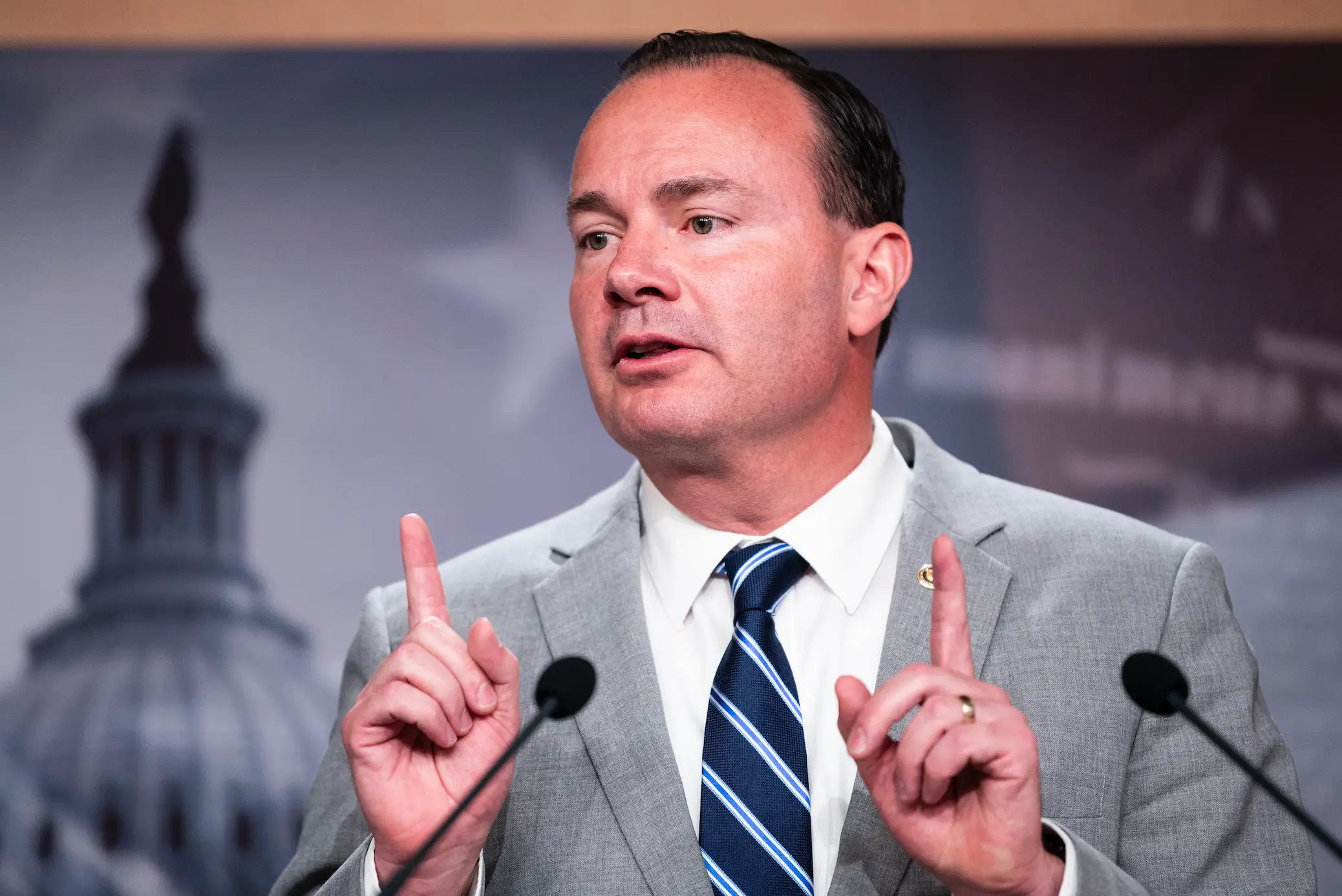 Mike Lee and Mary Miller hope to have a firmer definition as what constitutes as ‘obscene content’(Bill Clark/CQ-Roll Call, Inc via Getty Images)