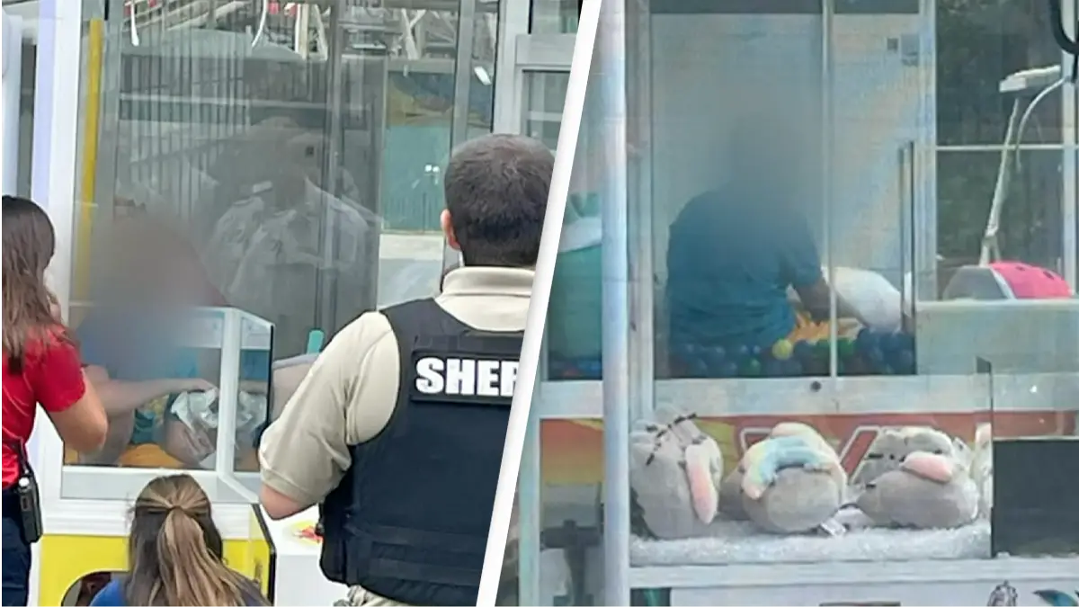 Boy gets stuck in claw machine at Carowinds amusement park