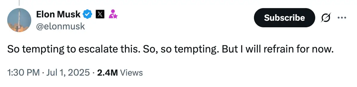 Elon Musk shared an ominous response on Twitter (elonmusk/Twitter)