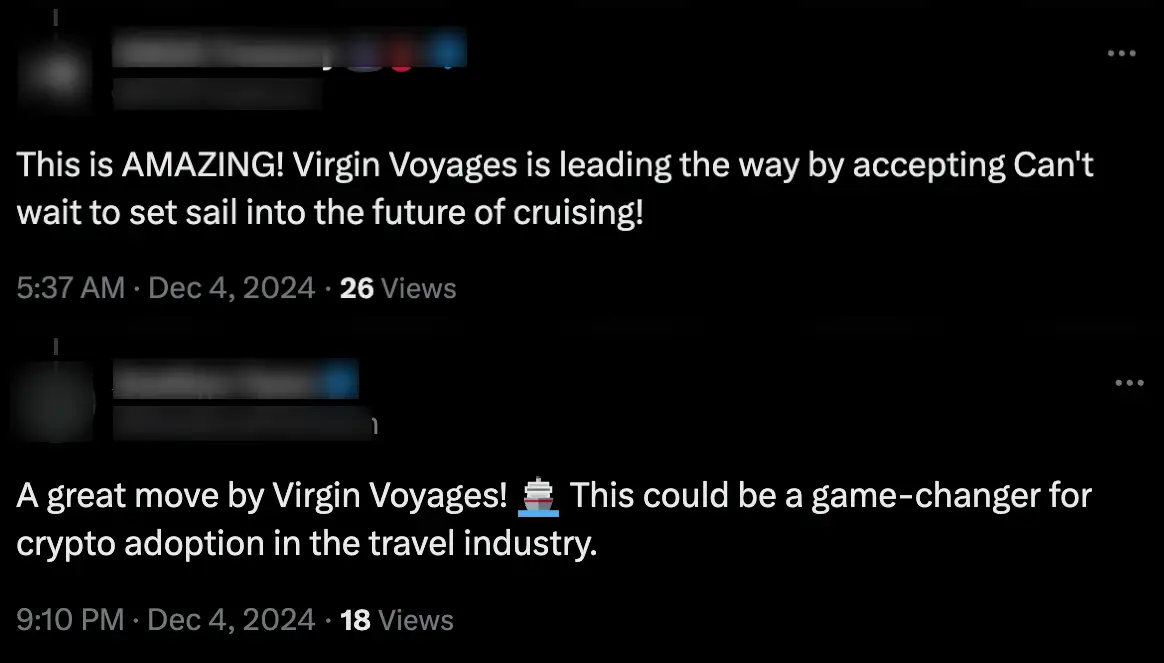 People said Virgin Voyages accepting Bitcoin is a 'game-changer' (Twitter)
