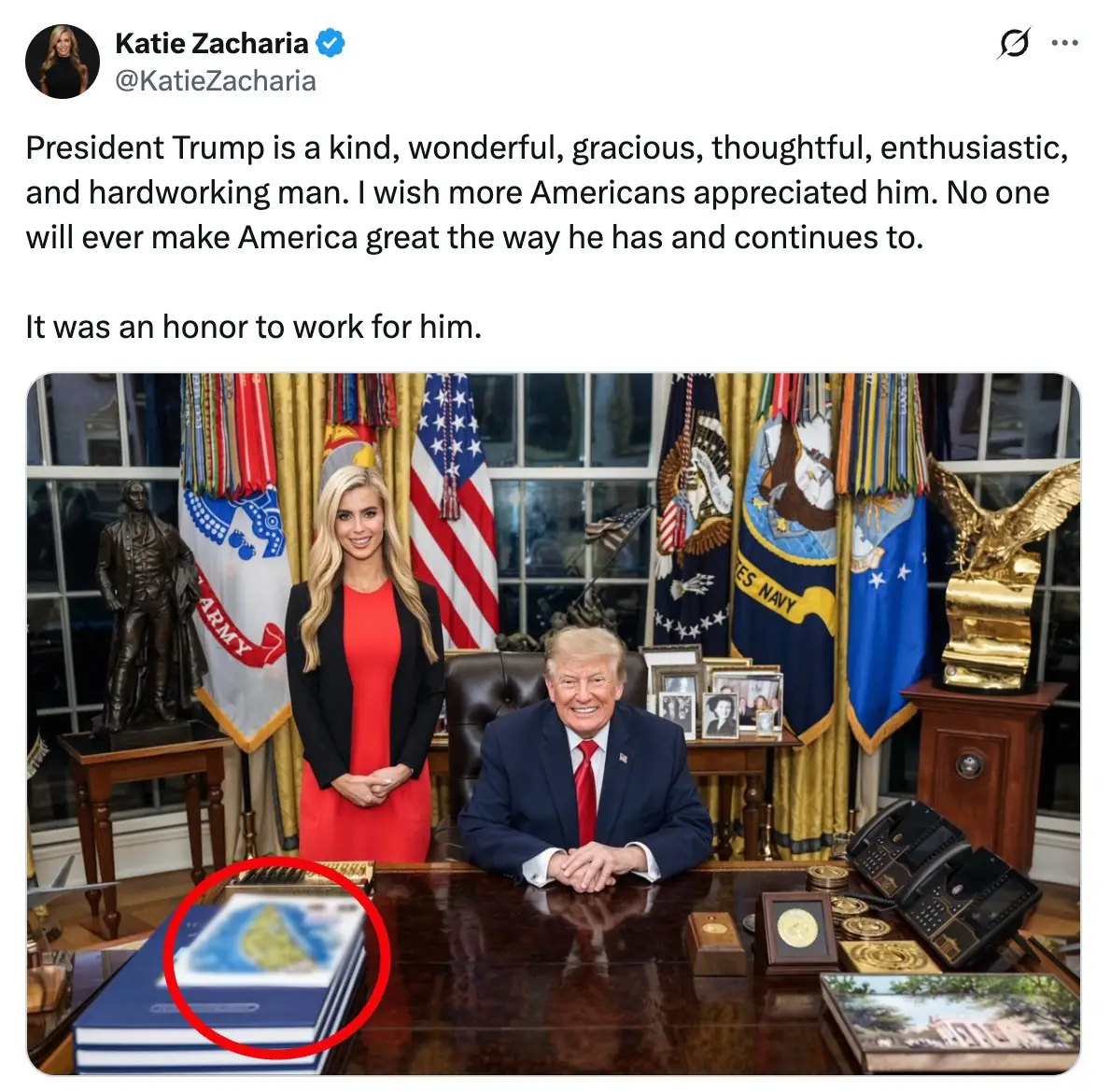 People spotted a blurred photo of a map in Katie's post (@KatieZacharia/Twitter)