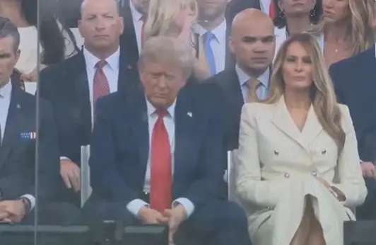 Donald Trump appeared to fall asleep during the parade (X)
