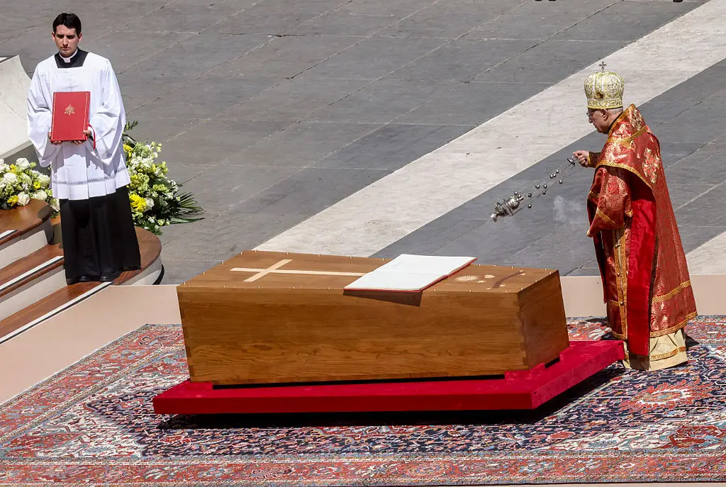 Pope Francis requested he be buried in a simple zinc-lined, wooden coffin rather in three different coffins, as it's customary for popes (Alessandra Benedetti - Corbis/Corbis via Getty Images)