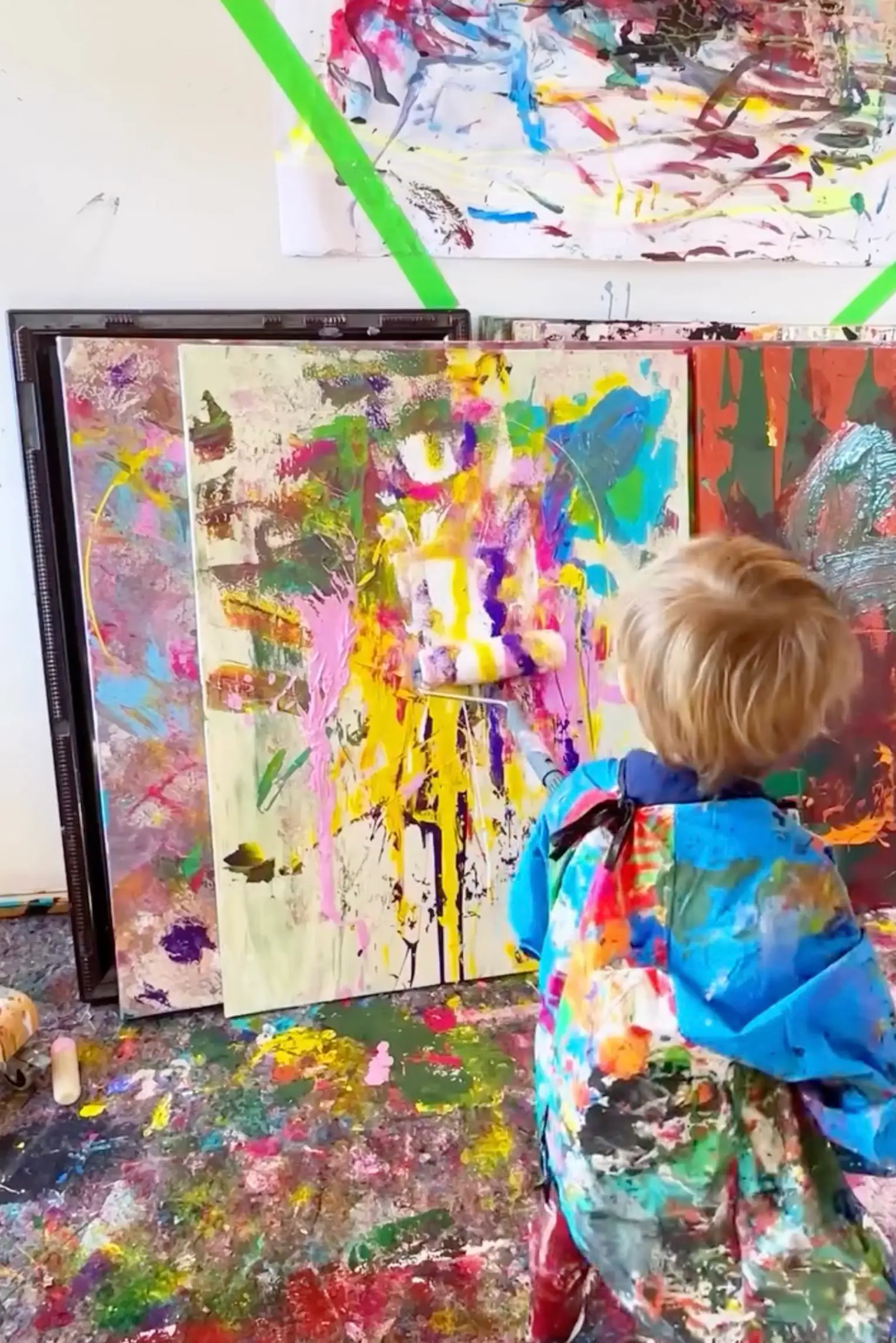 The two-year-old started painting in November last year. (SWNS)